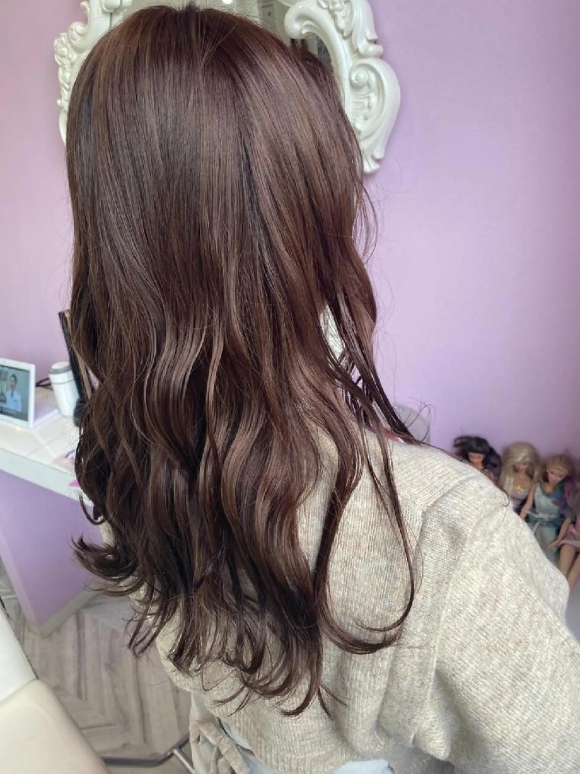 ロング カラー ヘアアレンジ ブラウンカラー ピンクカラー ピンクブラウン カット ヘアカラー ナカシマ  アユミのヘアスタイル