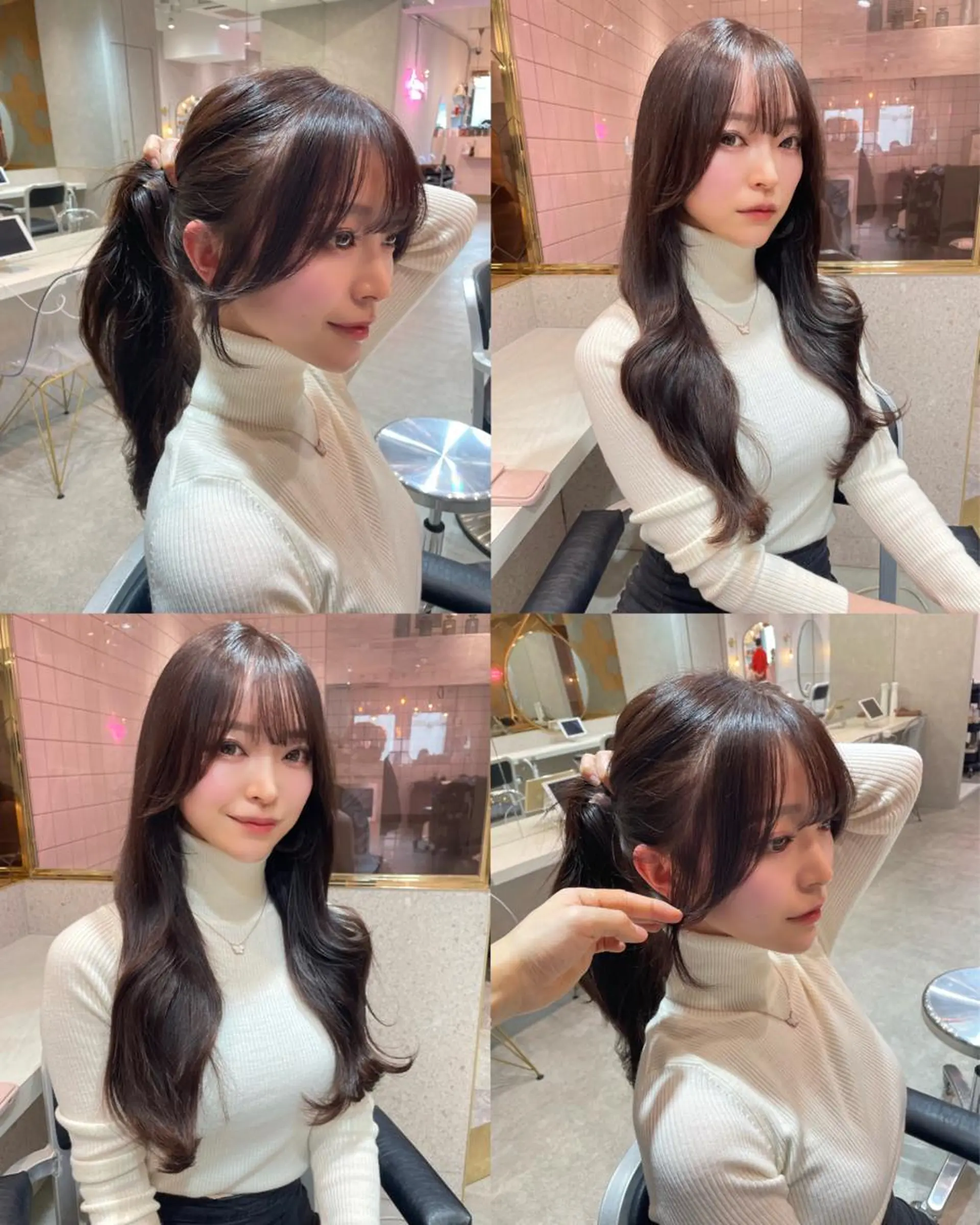 セミロング カラー 透明感カラー くびれヘア 学生 髪質改善 ヨシンモリ 韓国ヘア🤍顔周り/ 髪質改善✨/林遼一郎のヘアスタイル