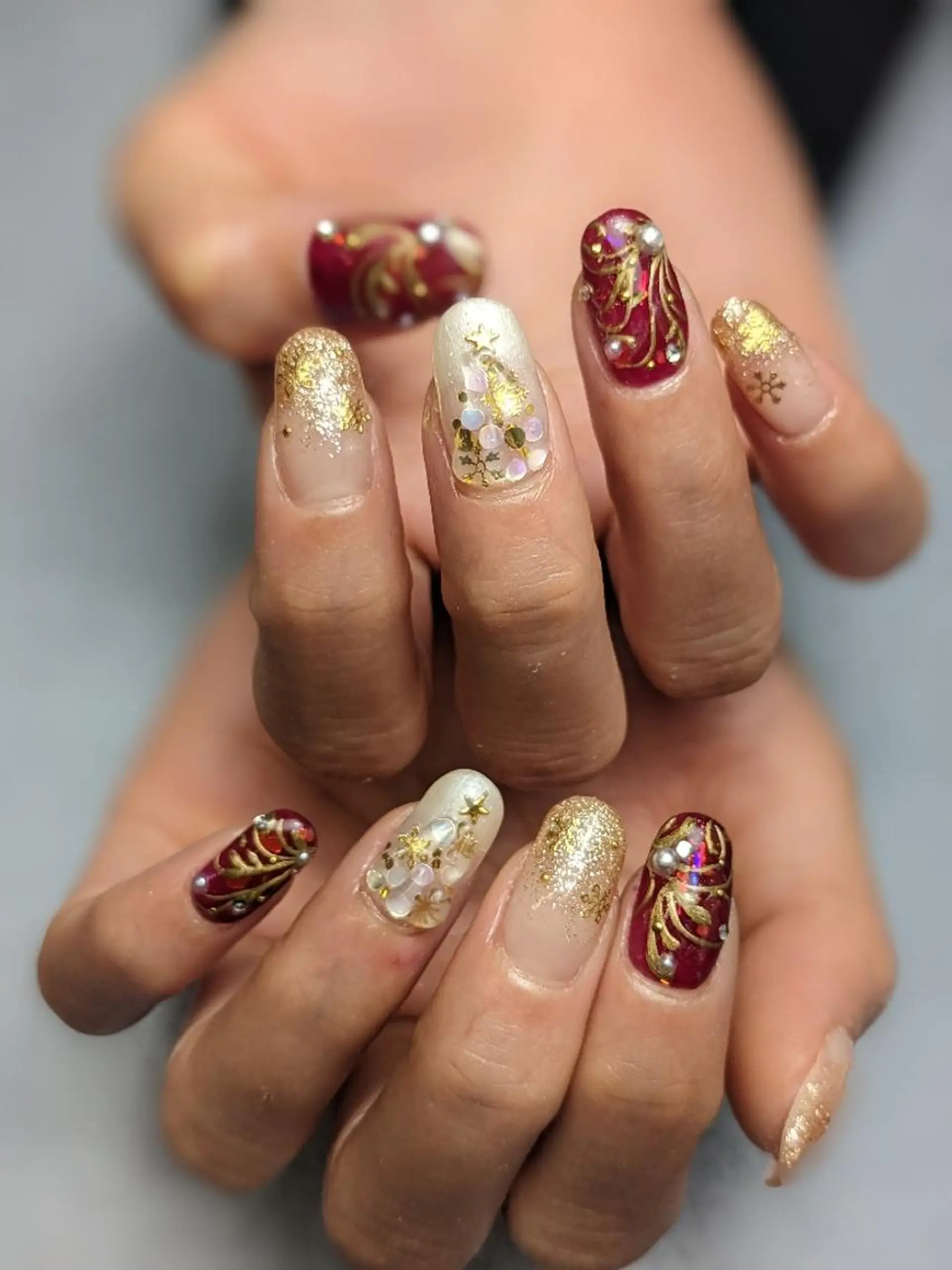 ネイル 冬ネイル クリスマス ハンドネイル Nail SIRANGANAのネイルデザイン