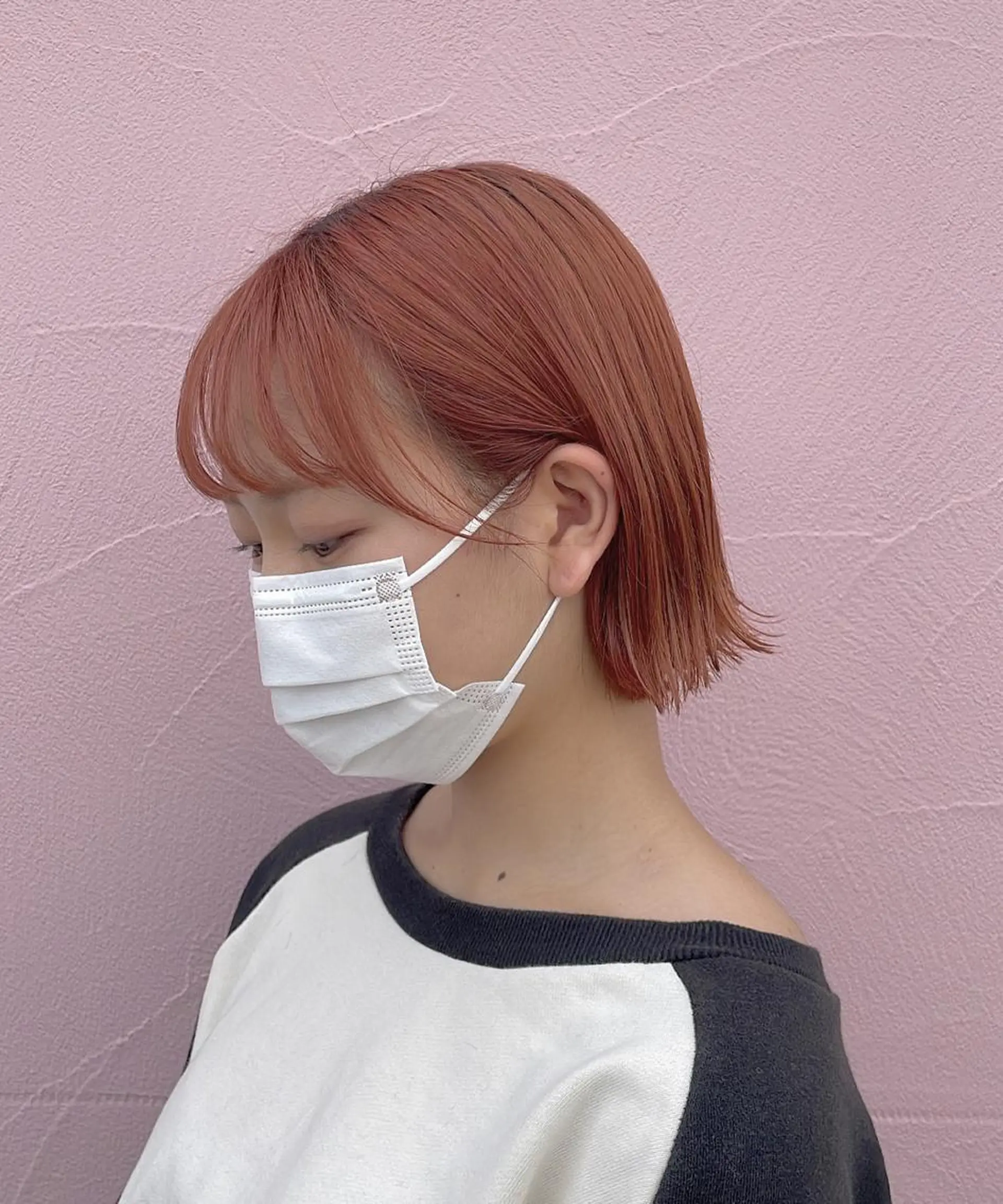 カラー 切りっぱなしボブ ピンクカラー ボブ カット ヘアカラー トリートメント ブリーチ/韓国 💫ひなた💫のヘアスタイル