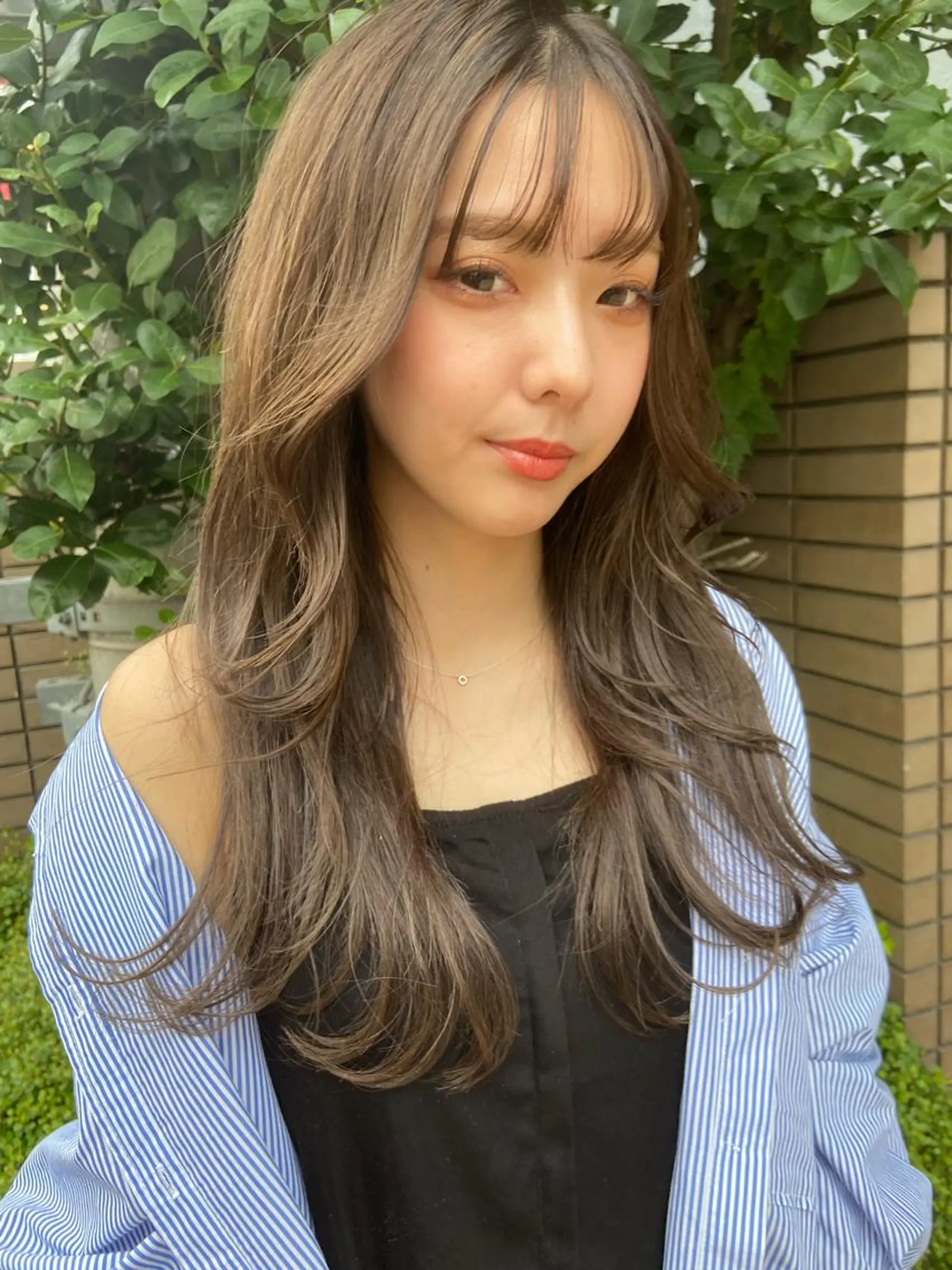 ロング カラー ブリーチ グレージュ ハイライトカラー ハイトーンカラー オレンジ カット トリートメント 松尾太樹 【pia】福岡美容室のヘアスタイル