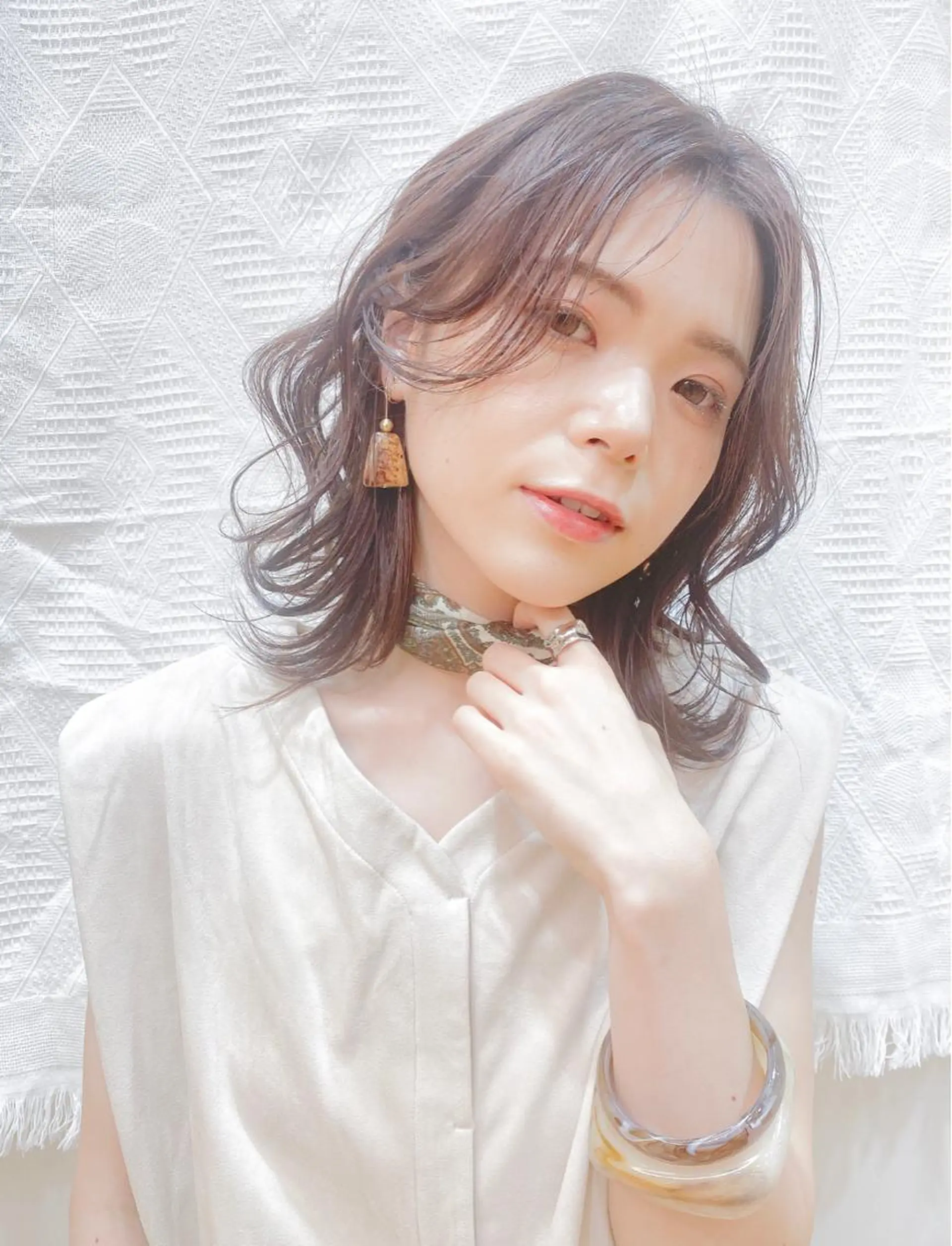 ミディアム カラー パーマ カット ヘアカラー トリートメント 大野 あさみのヘアスタイル