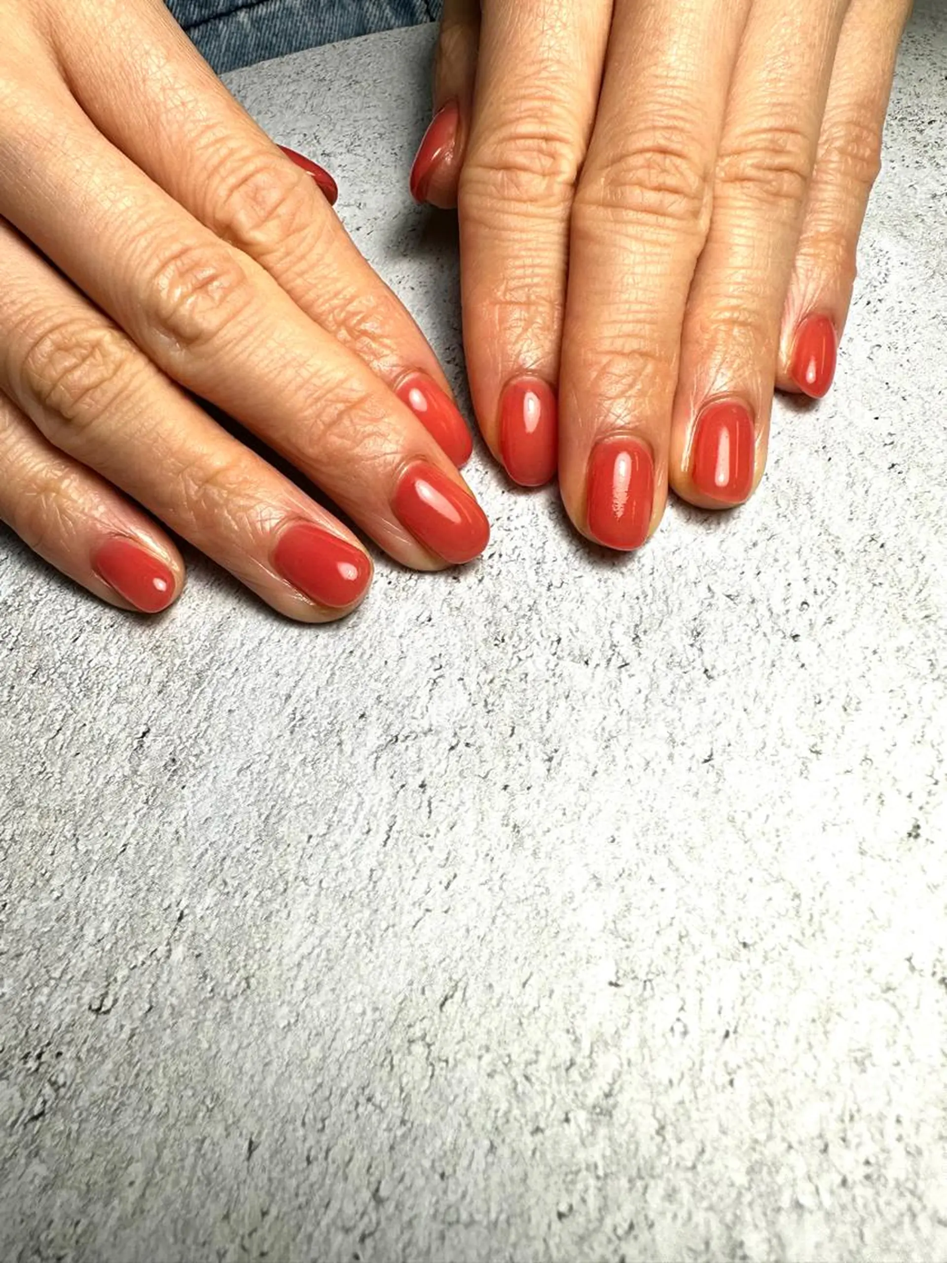 ネイル 持ち込み オレンジ 赤色 ハンドネイル Nakano Kanaのネイルデザイン