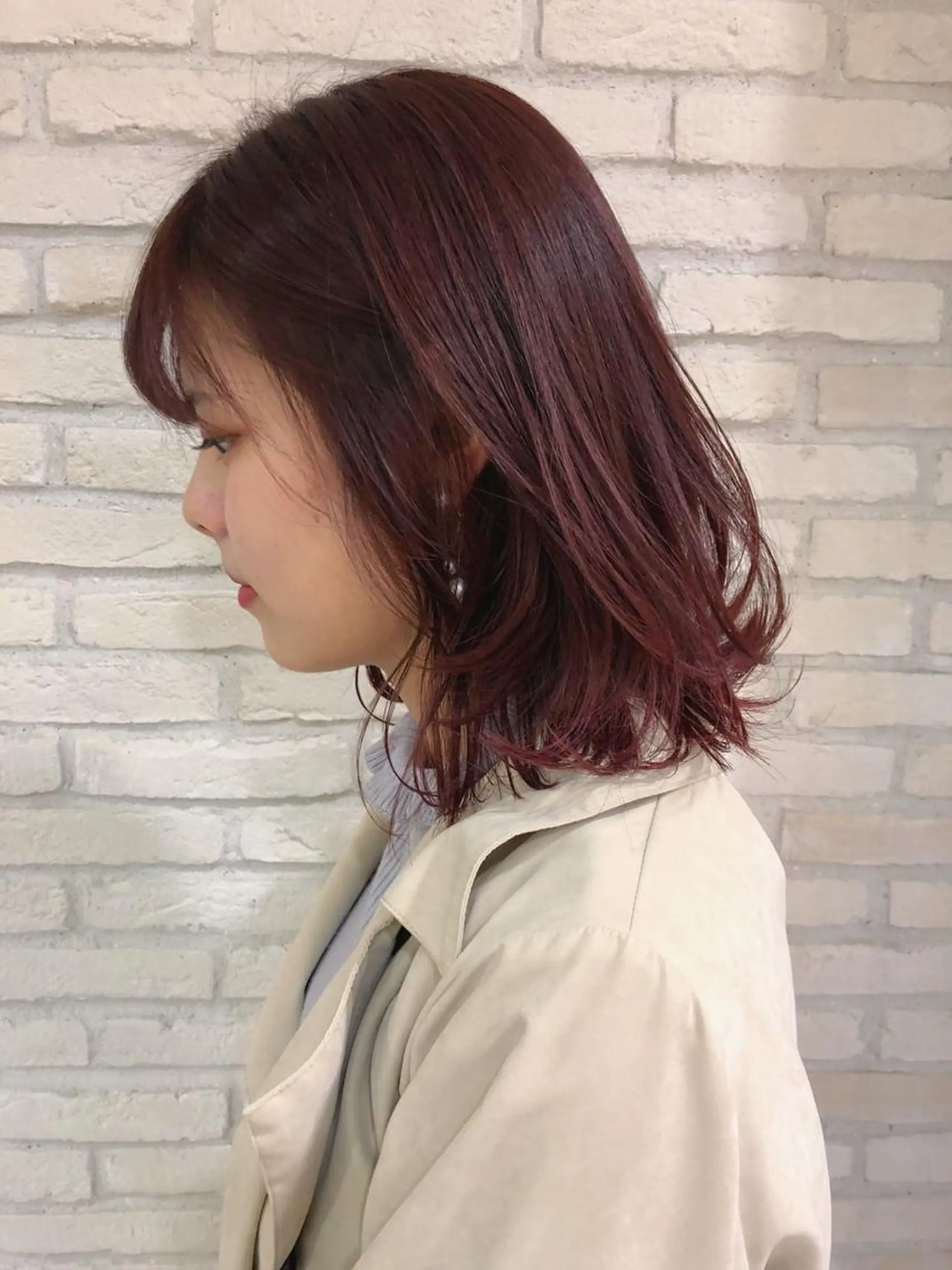 ミディアム カラー ボルドーカラー HAUS 片山みほのヘアスタイル