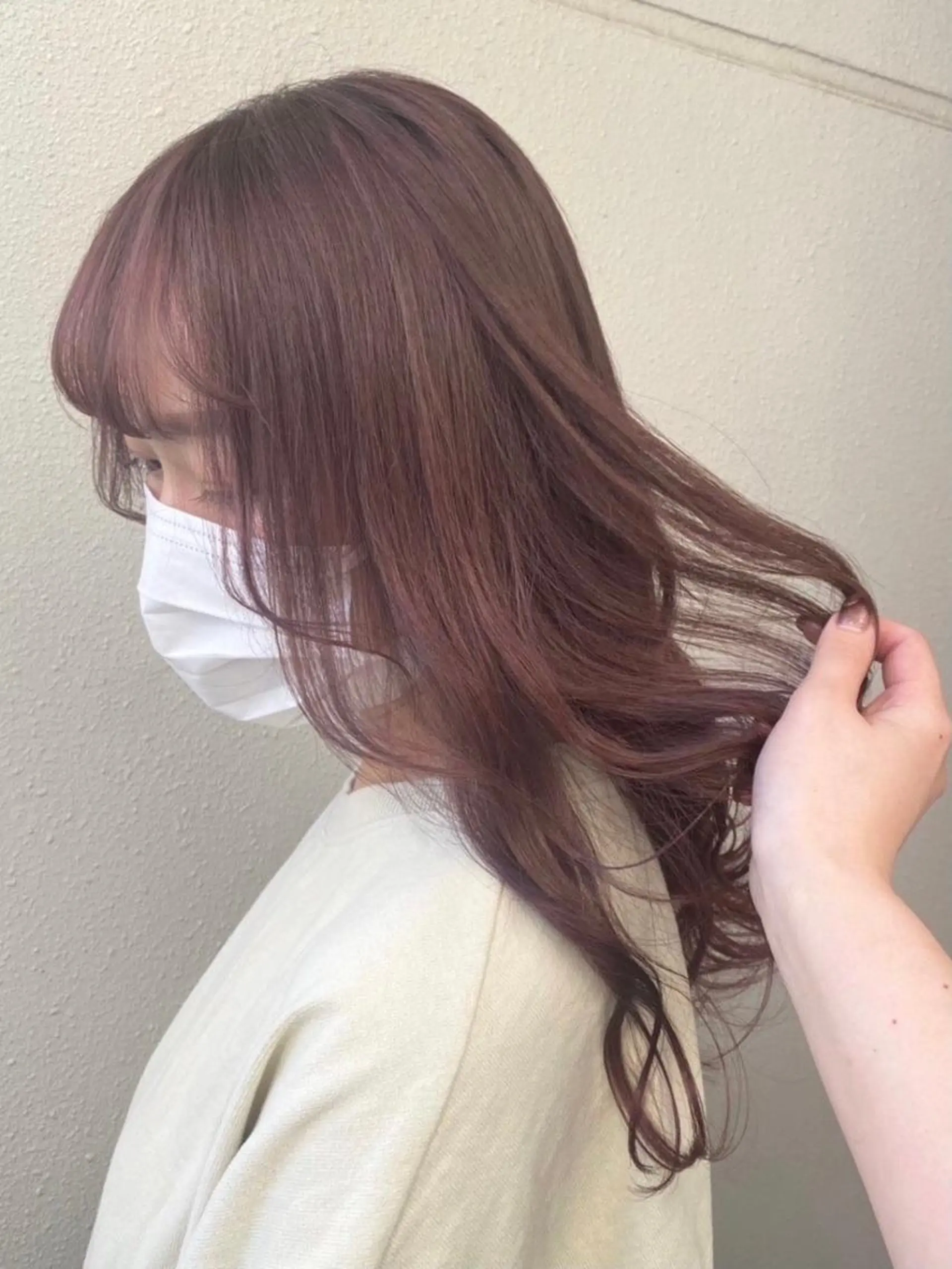 セミロング カラー ベージュカラー ピンクカラー ピンクベージュ 遠藤沙也加 /レイヤーカットのヘアスタイル