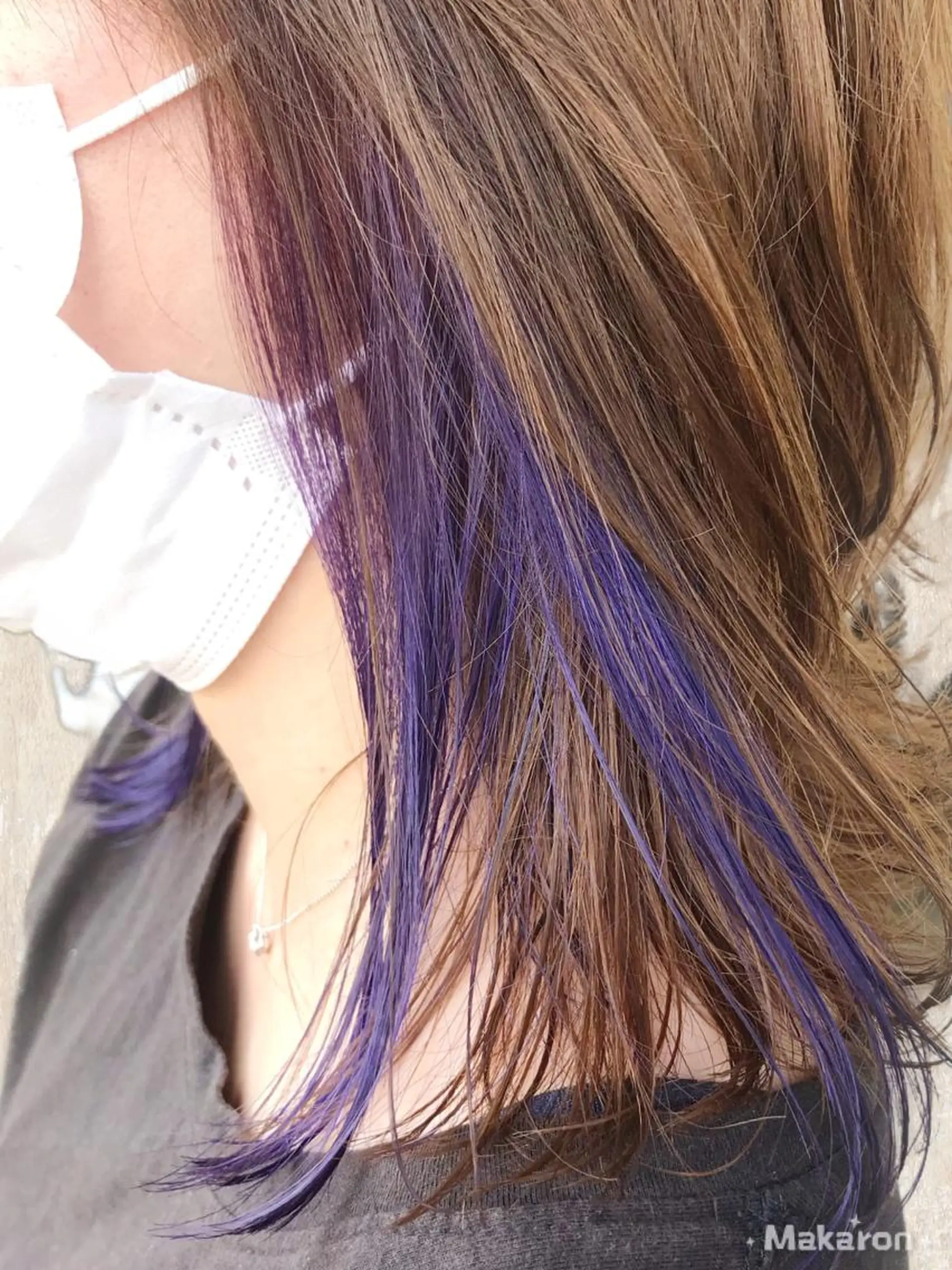 ミディアム カラー インナーカラー パープルカラー hair works raptureのヘアスタイル