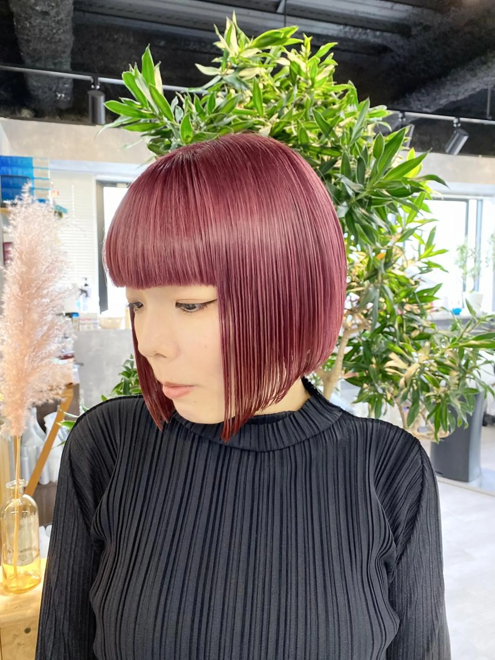 ショート アッシュ アッシュブラック ボブ 髪質改善 韓国風ヘア 【.ico】心斎橋/ ウルフ/飛田ゆうきのヘアスタイル