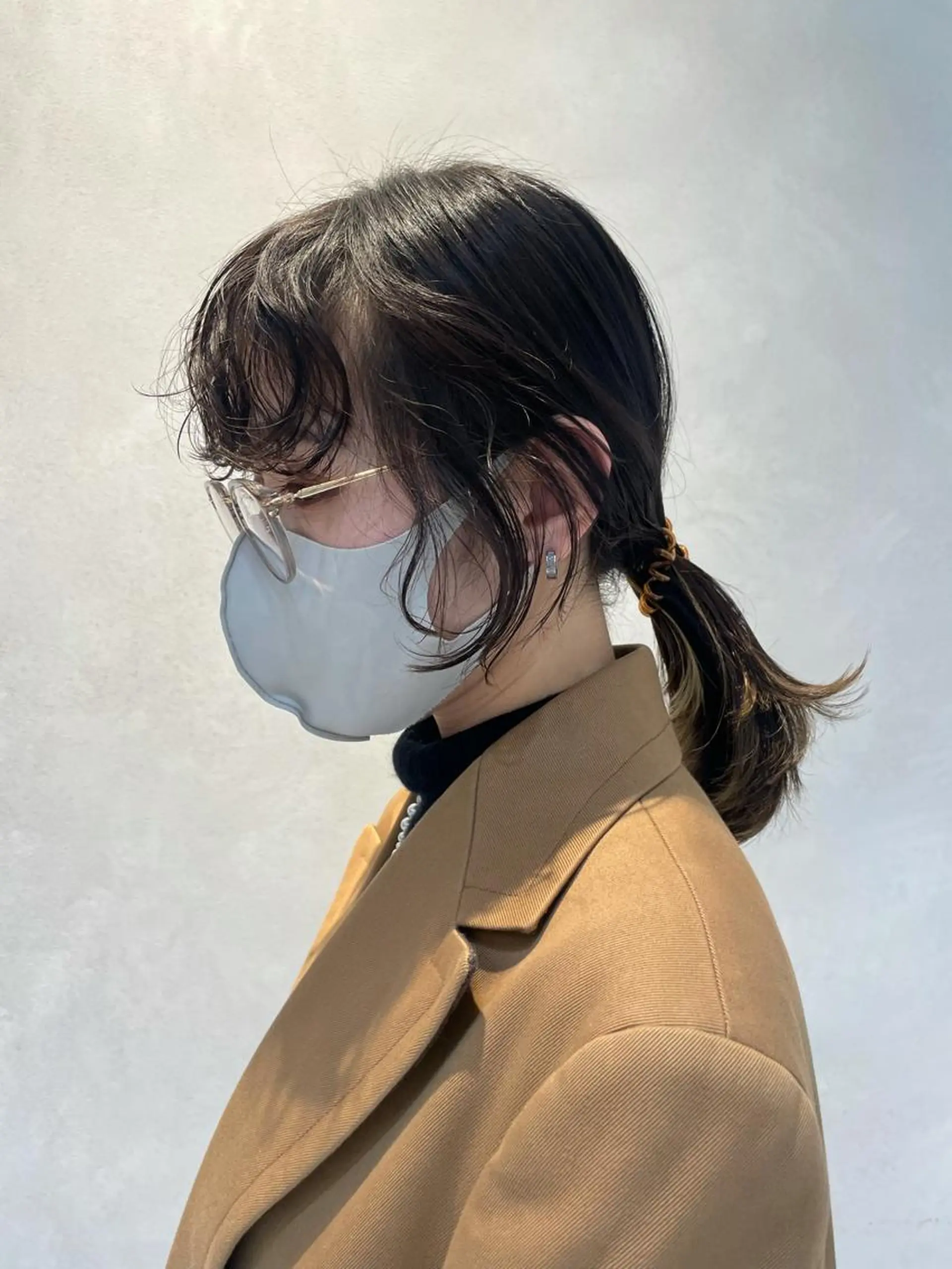 セミロング パーマ ヘアアレンジ セミロングパーマ 顔周りカット 若林 良のヘアスタイル