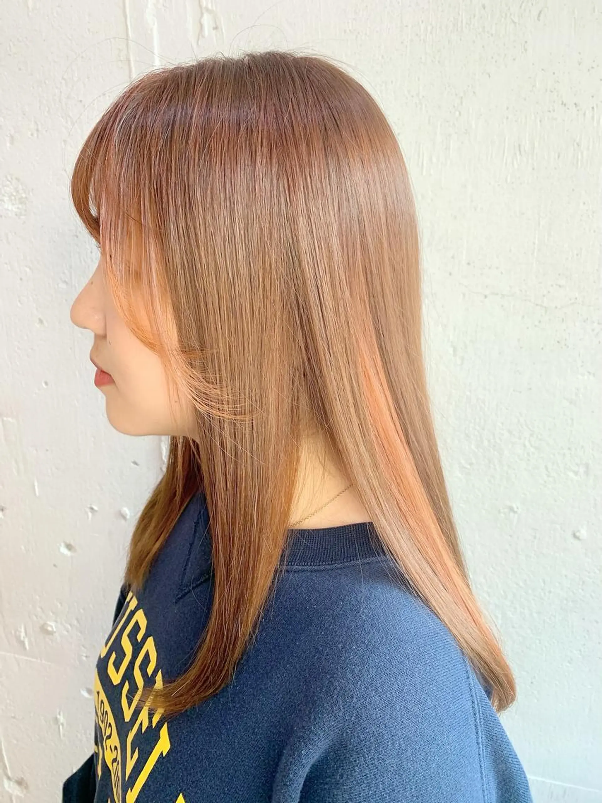 ミディアム カラー ミストバング  フェイスフレーミング オレンジ ヘアカラー トリートメント 💛丁寧さNo.🥇 🧸片山智裕💛のヘアスタイル