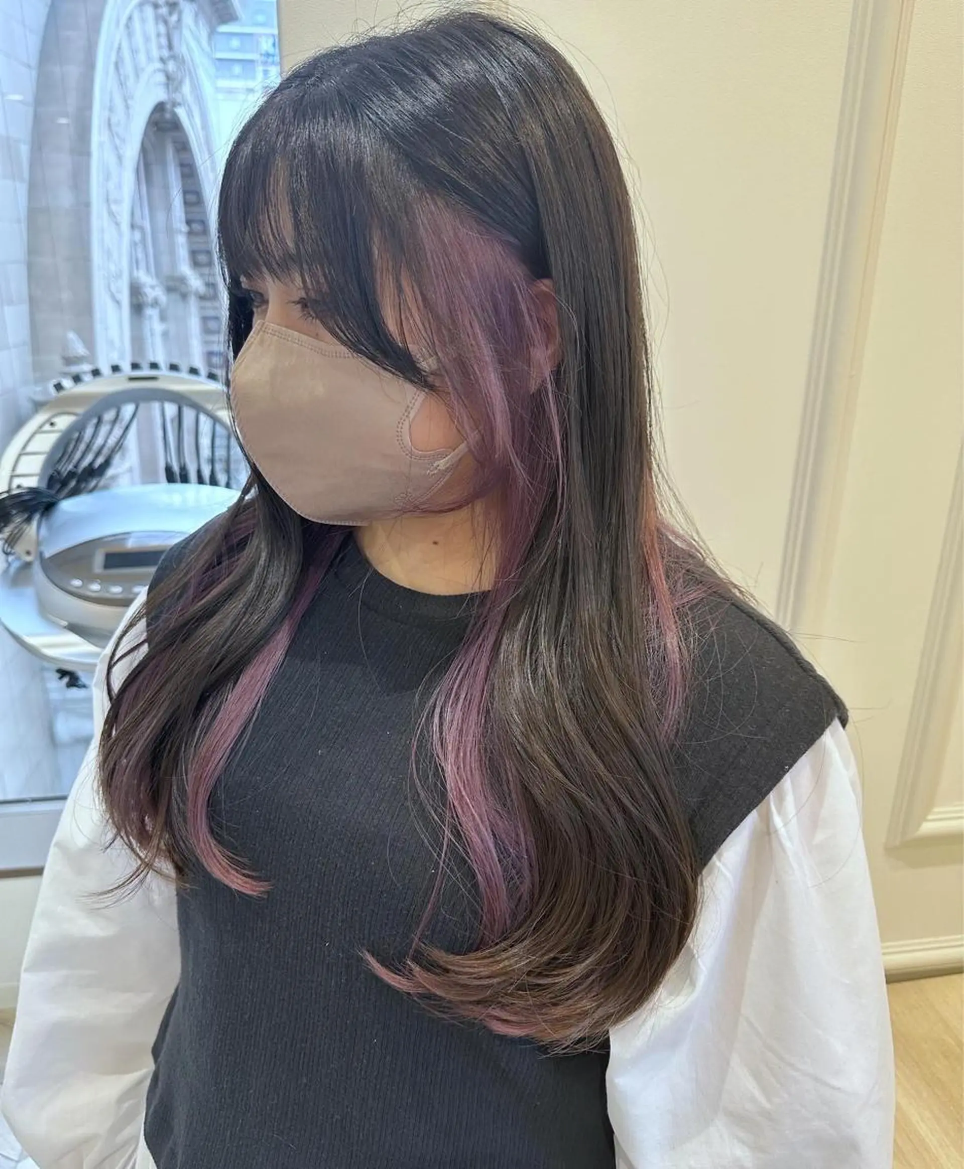 セミロング カラー カット ヘアカラー 小顔レイヤー/ ベージュ🤍Rieのヘアスタイル