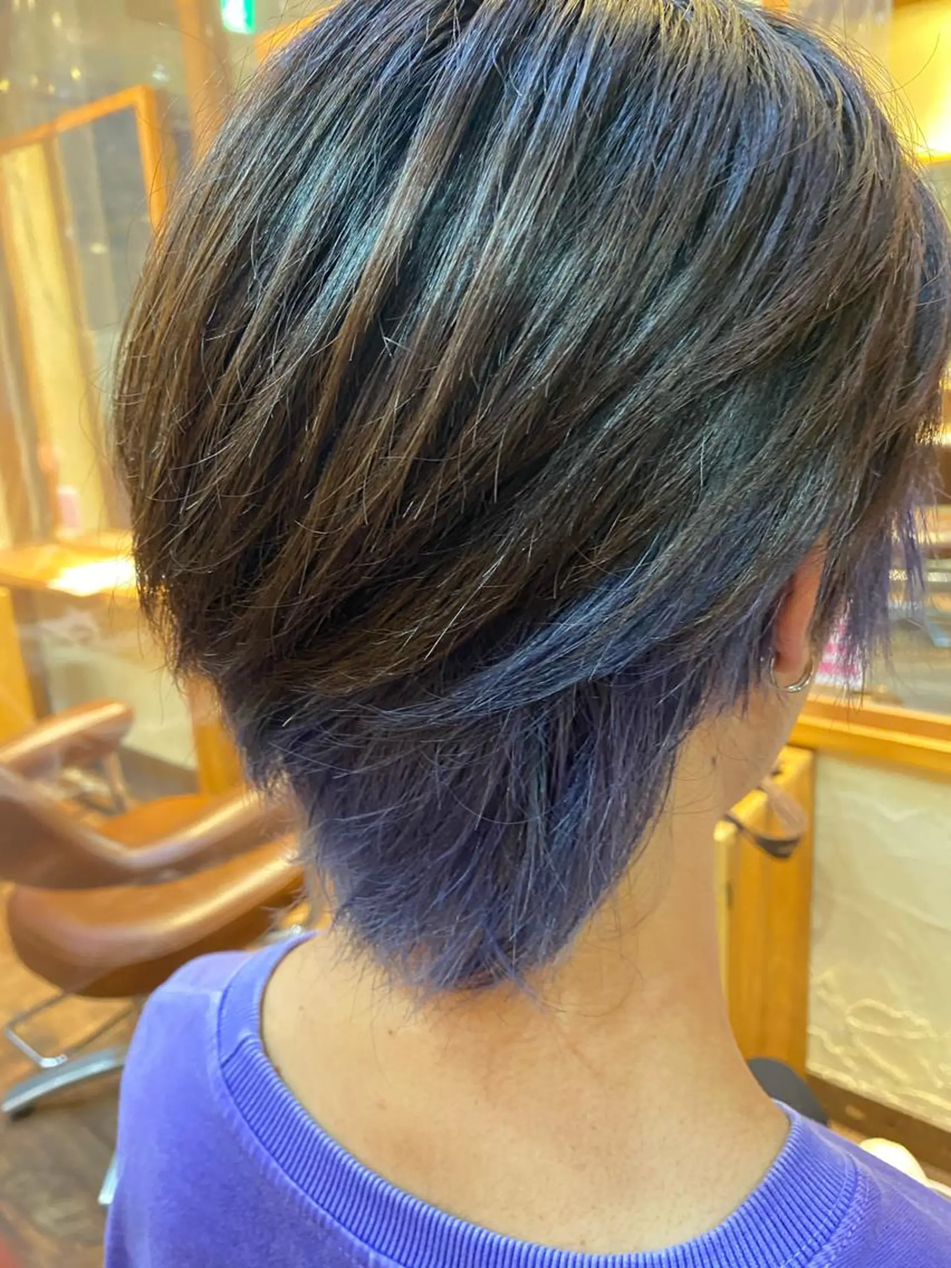 ミディアム カラー パーマ ヘアアレンジ メンズ キッズ ネイル マツエク・マツパ メンズインナーカラー インナーカラー ブルー 🌈髪質改善・美髪矯 正・平野瀬乃🌈のヘアスタイル