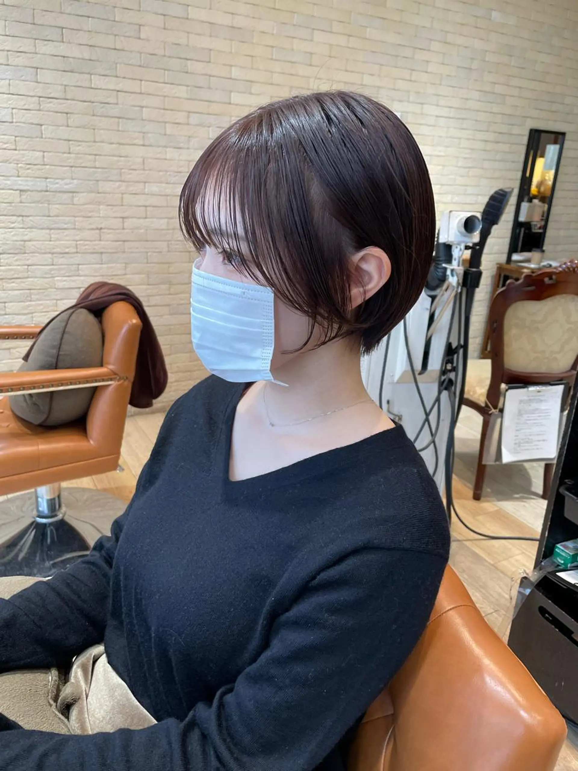 ショート ピンクブラウン 亀川蓮 Agu hairのヘアスタイル