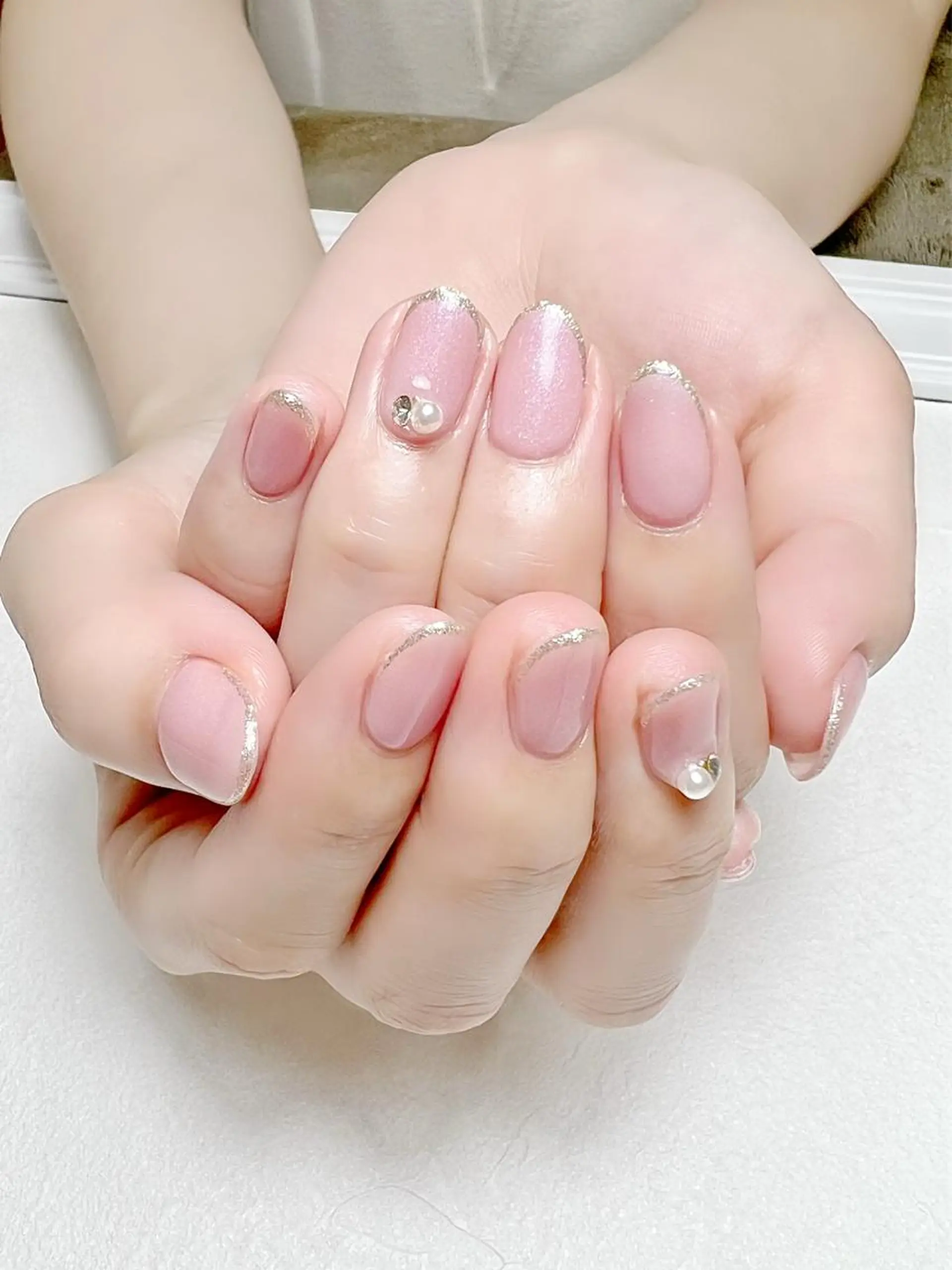 ネイル アートネイル ラメ(グリッター) オフィスネイル ワンカラーネイル ピンク rouse nail RISATOのネイルデザイン