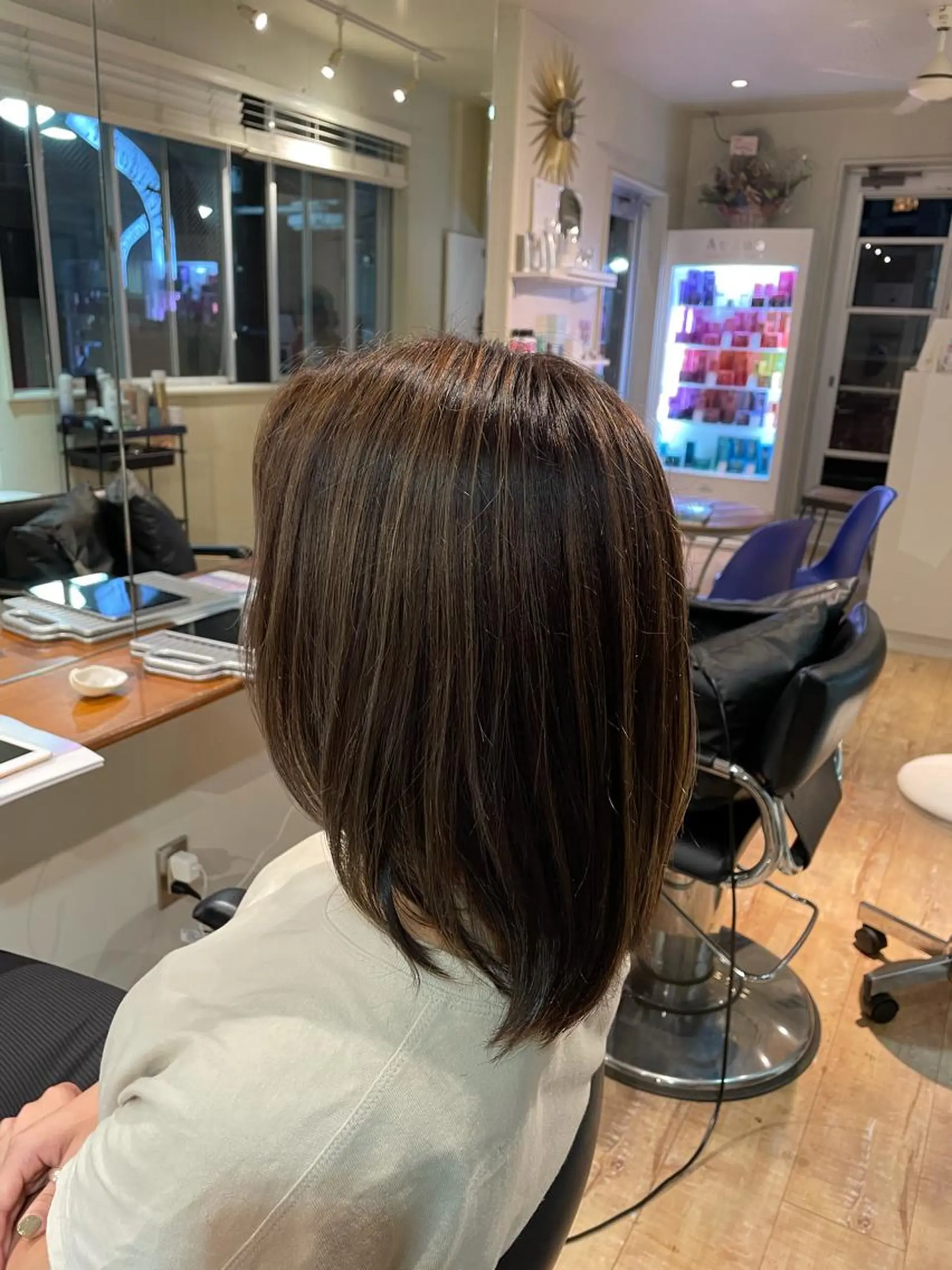 ミディアム ミディアムパーマ アッシュ アッシュグレー 韓国風カラー ハイライト ヘアカラー 竹内 宏法のヘアスタイル