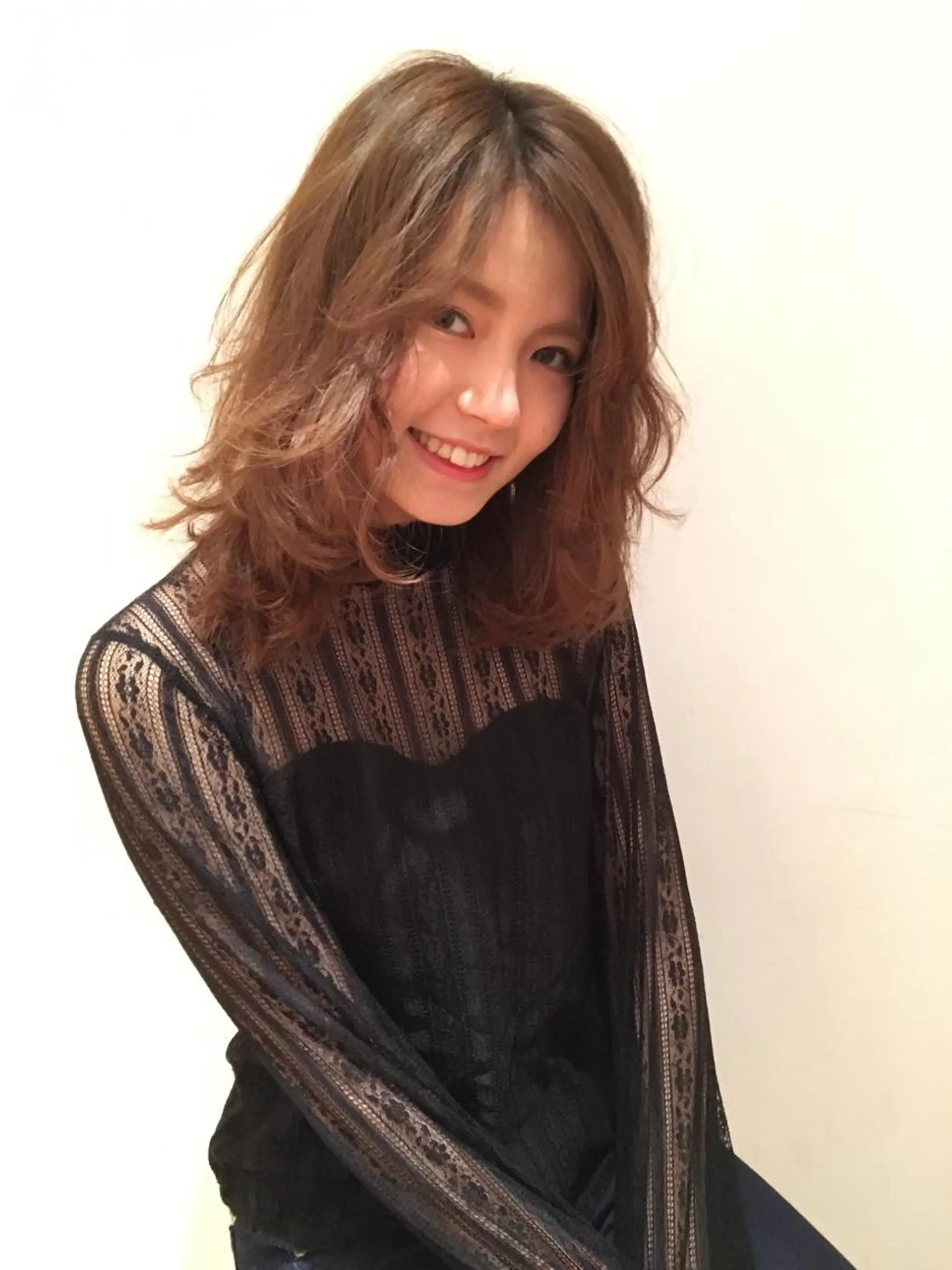 ミディアム カラー パーマ 店長/mao/ 前髪/顔周りカットのヘアスタイル