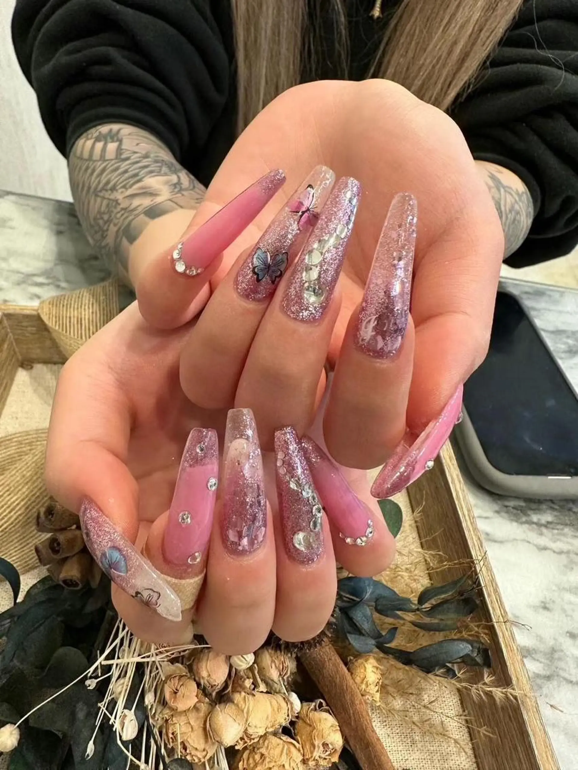 ネイル ラメ(グリッター) ピンク 春ネイル babarla Nailのネイルデザイン