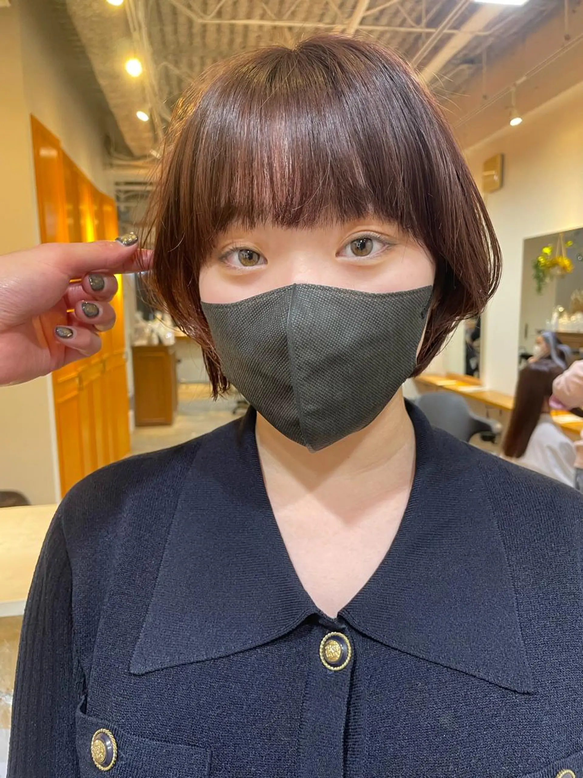 ミディアム カラー ボブレイヤー アプリコットブラウン ブラウンカラー ボブ レイヤーカット カット ヘアカラー トリートメント レイヤー/似合わせ TAKUYAのヘアスタイル