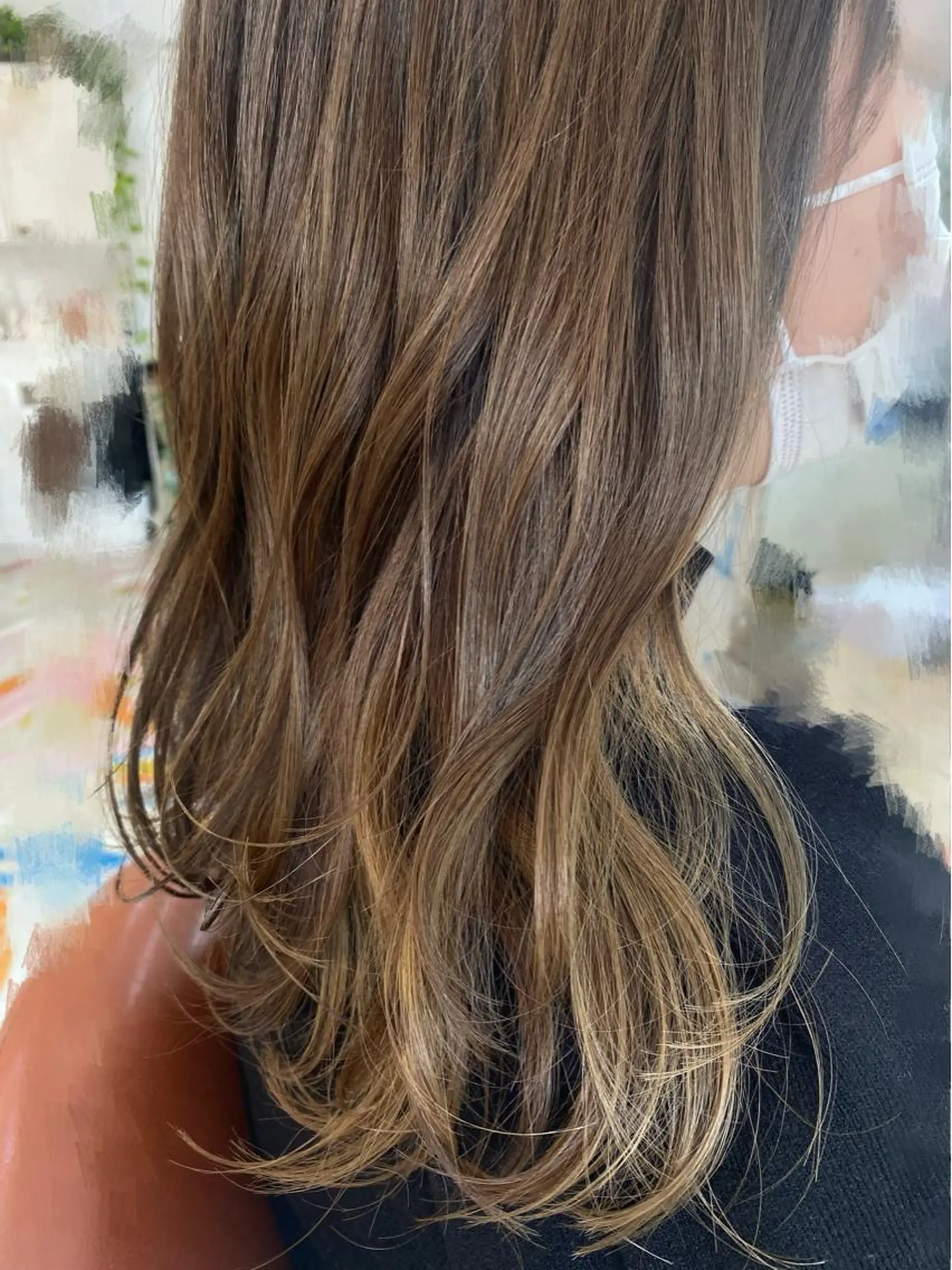 ロング カラー ブリーチ 透明感カラー ダブルカラー グレージュ ハイライトカラー カット ヘアカラー トリートメント ♡オシャ髪♡AI ✂️newi町田のヘアスタイル