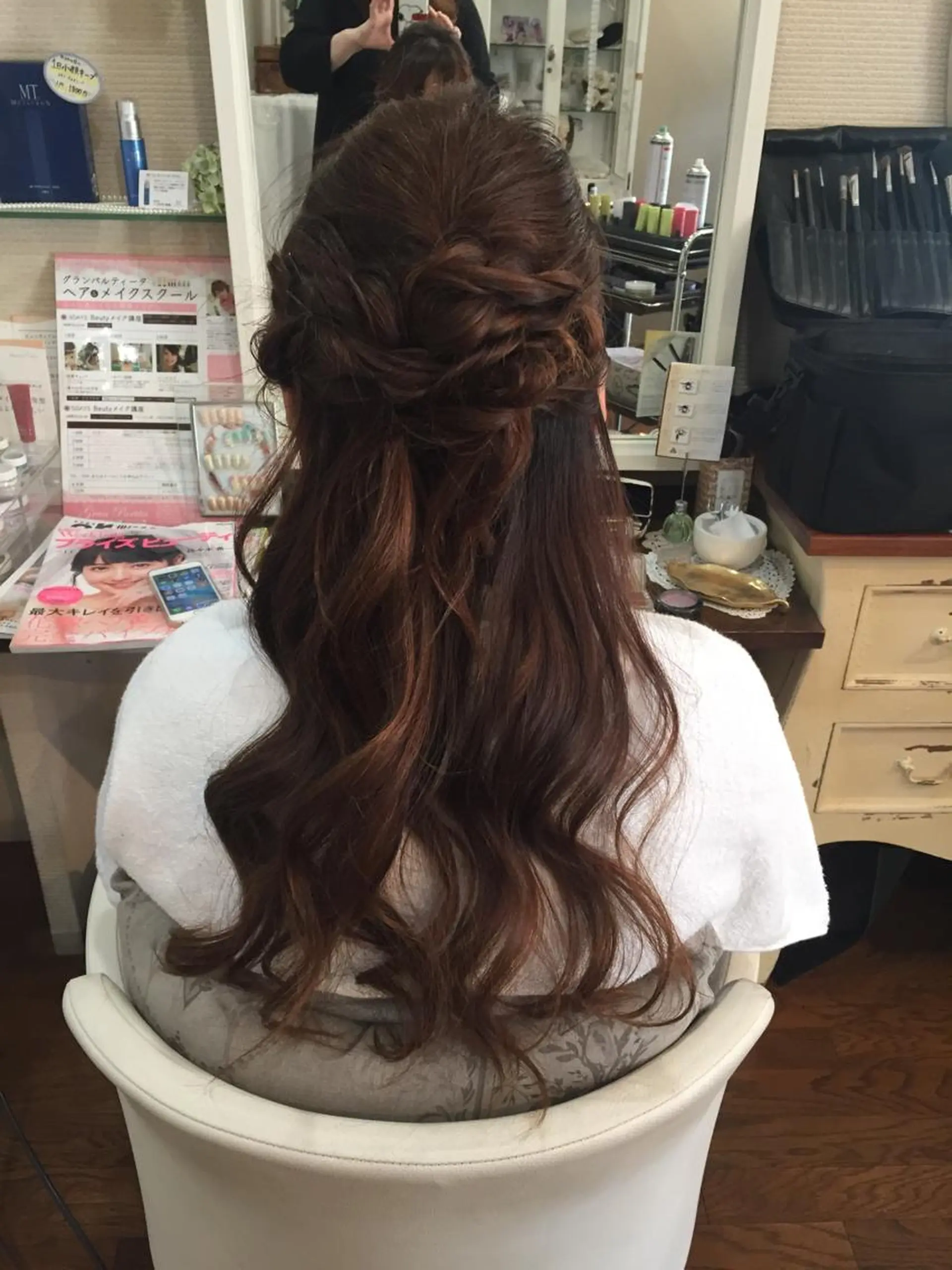 セミロング ヘアアレンジ ハーフアップ 石丸 洋子のヘアスタイル