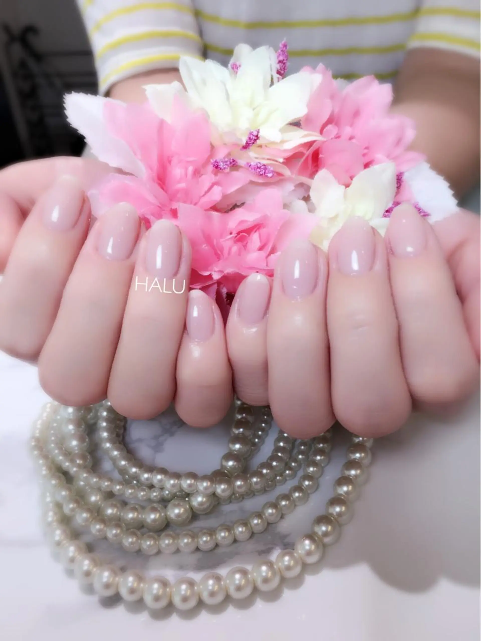 ネイル クリアネイル ピンク シンプルネイル HALU ハルのネイルデザイン