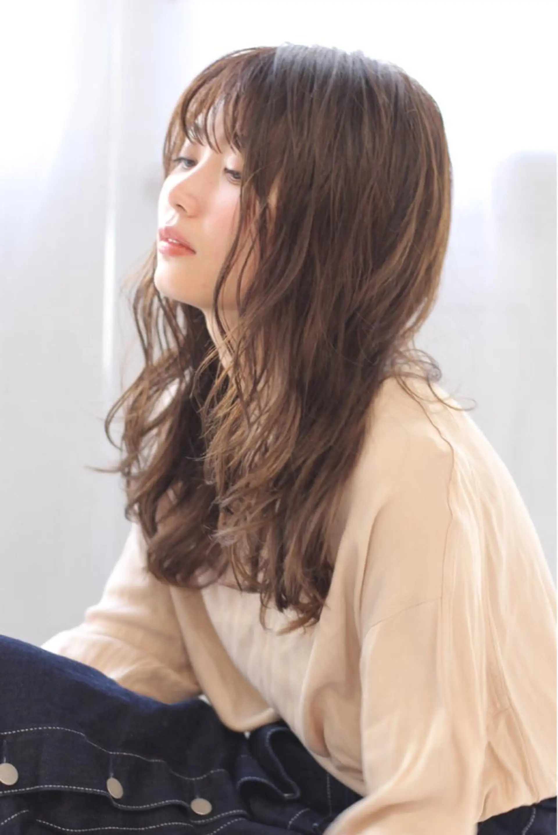 ロング カラー パーマ 透明感カラー│ レイヤーヘア中居美樹のヘアスタイル