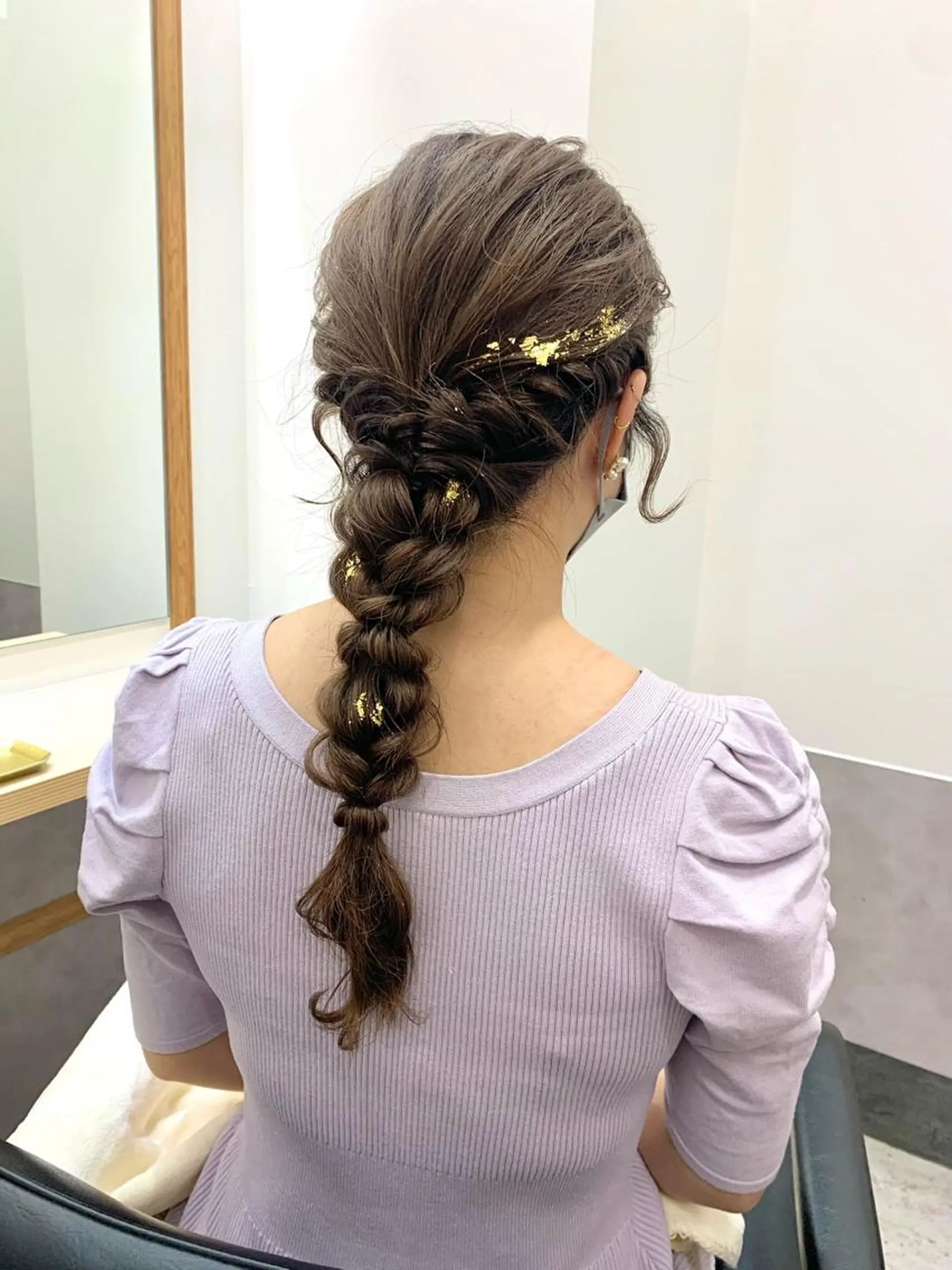 ロング ヘアアレンジ 結婚式・ブライダル 着付け SAKINO． ベージュカラーのヘアスタイル
