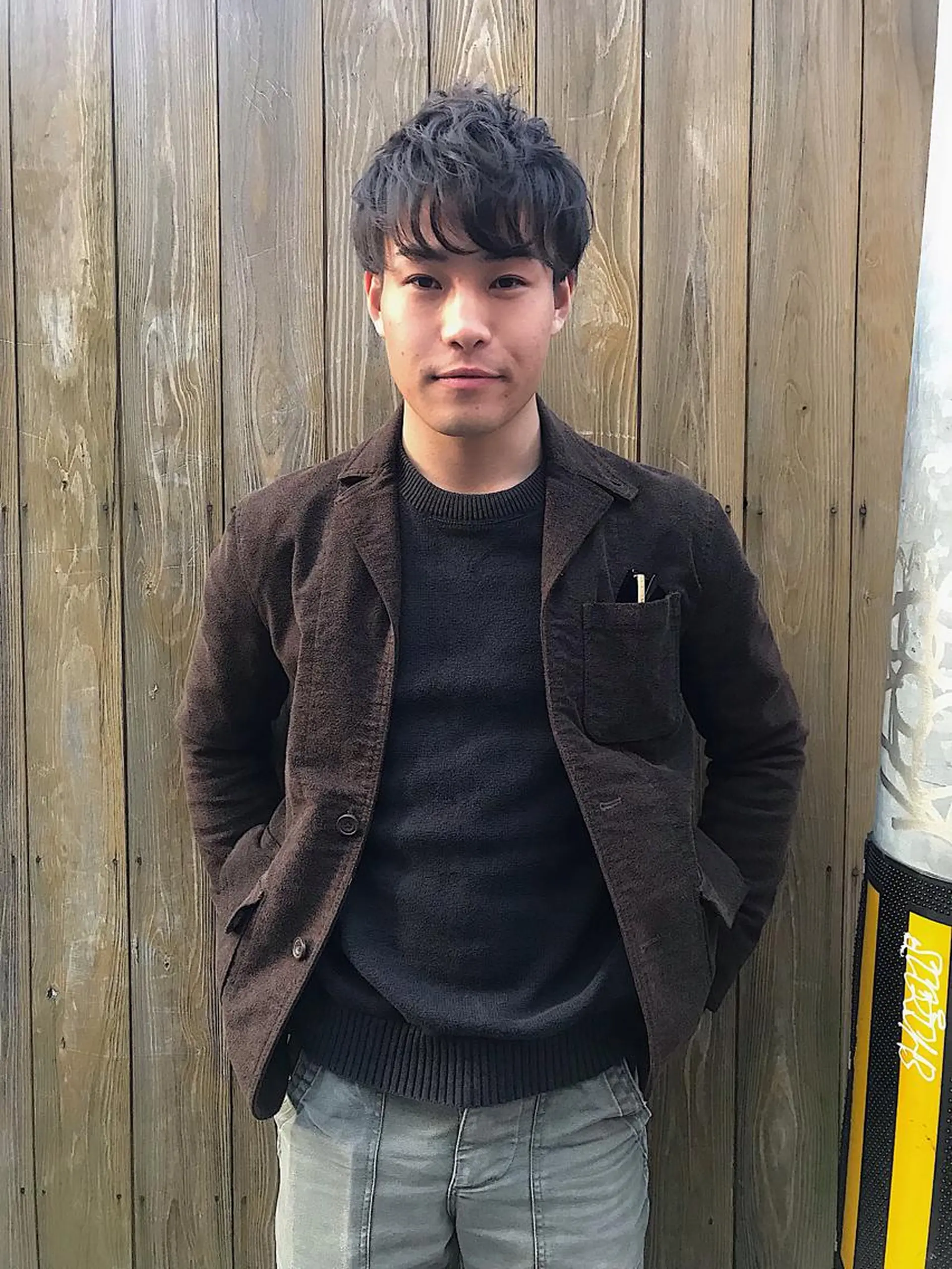 ショート パーマ メンズ カット パーマ 山下 亮輔のヘアスタイル