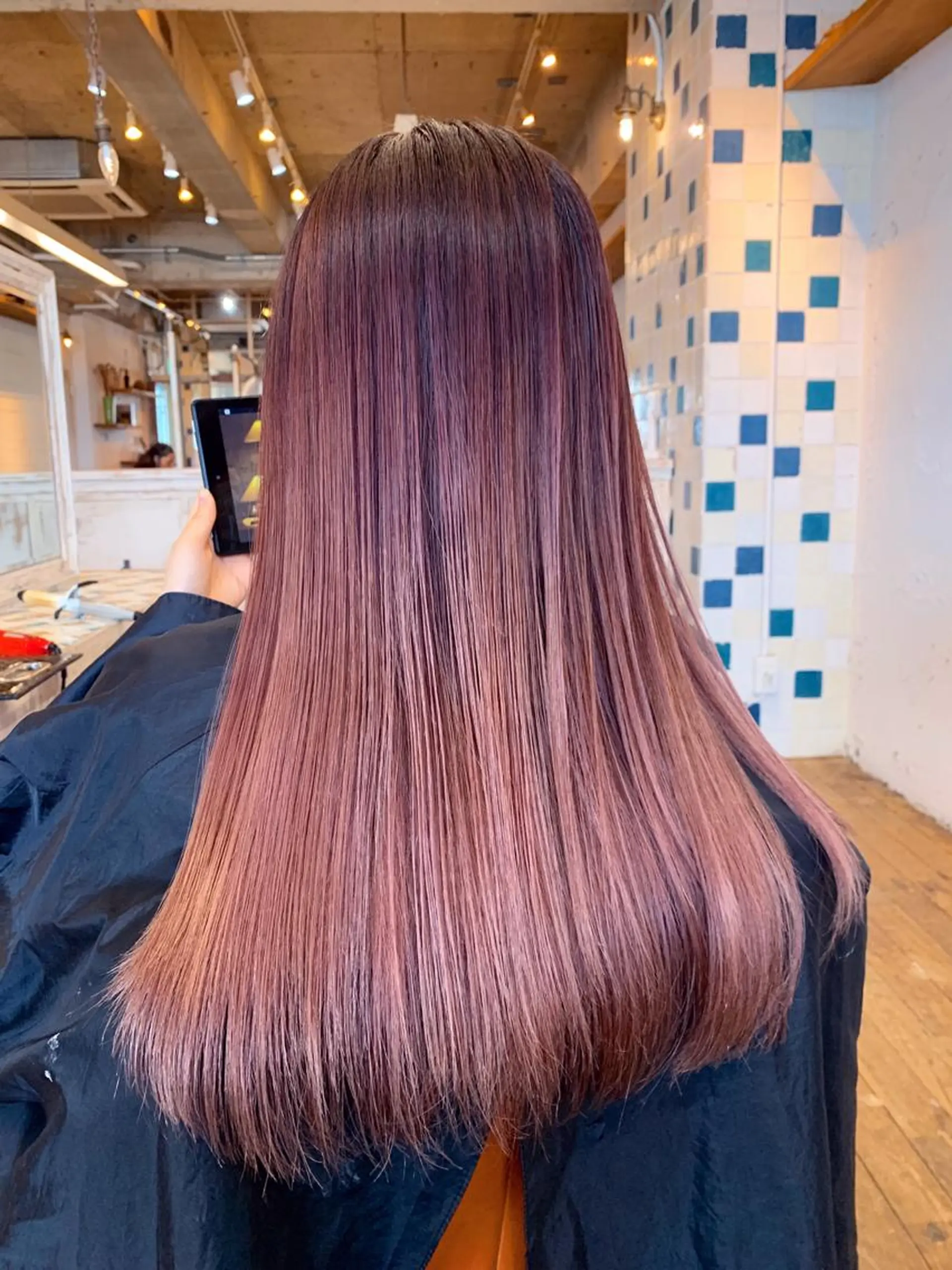 カラー バレイヤージュ ハイライトカラー ピンクカラー 石井辰功也 フリーランス美容師のヘアスタイル