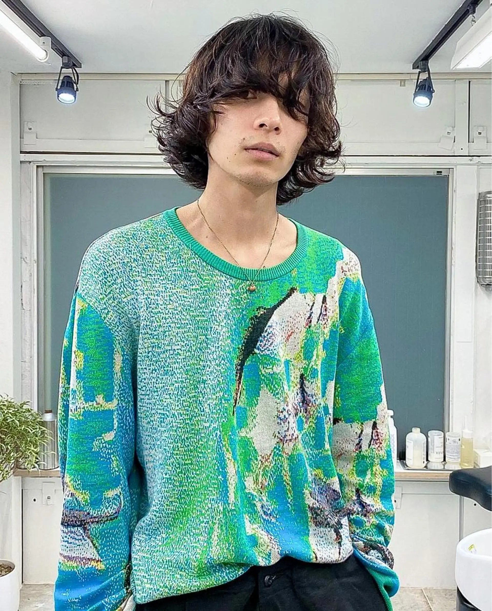 ミディアム パーマ メンズ 鈴木 隼人のヘアスタイル