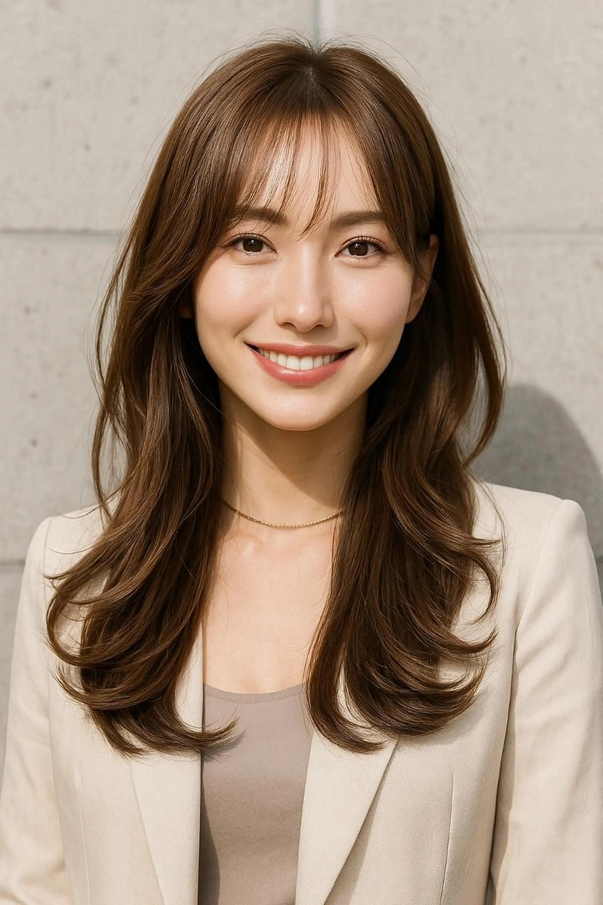 セミロング パーマ カラー 透明感カラー 顔周りカット レイヤーカット 小顔カット カット パーマ トリートメント さく/髪質改善× 縮毛矯正/町田のヘアスタイル