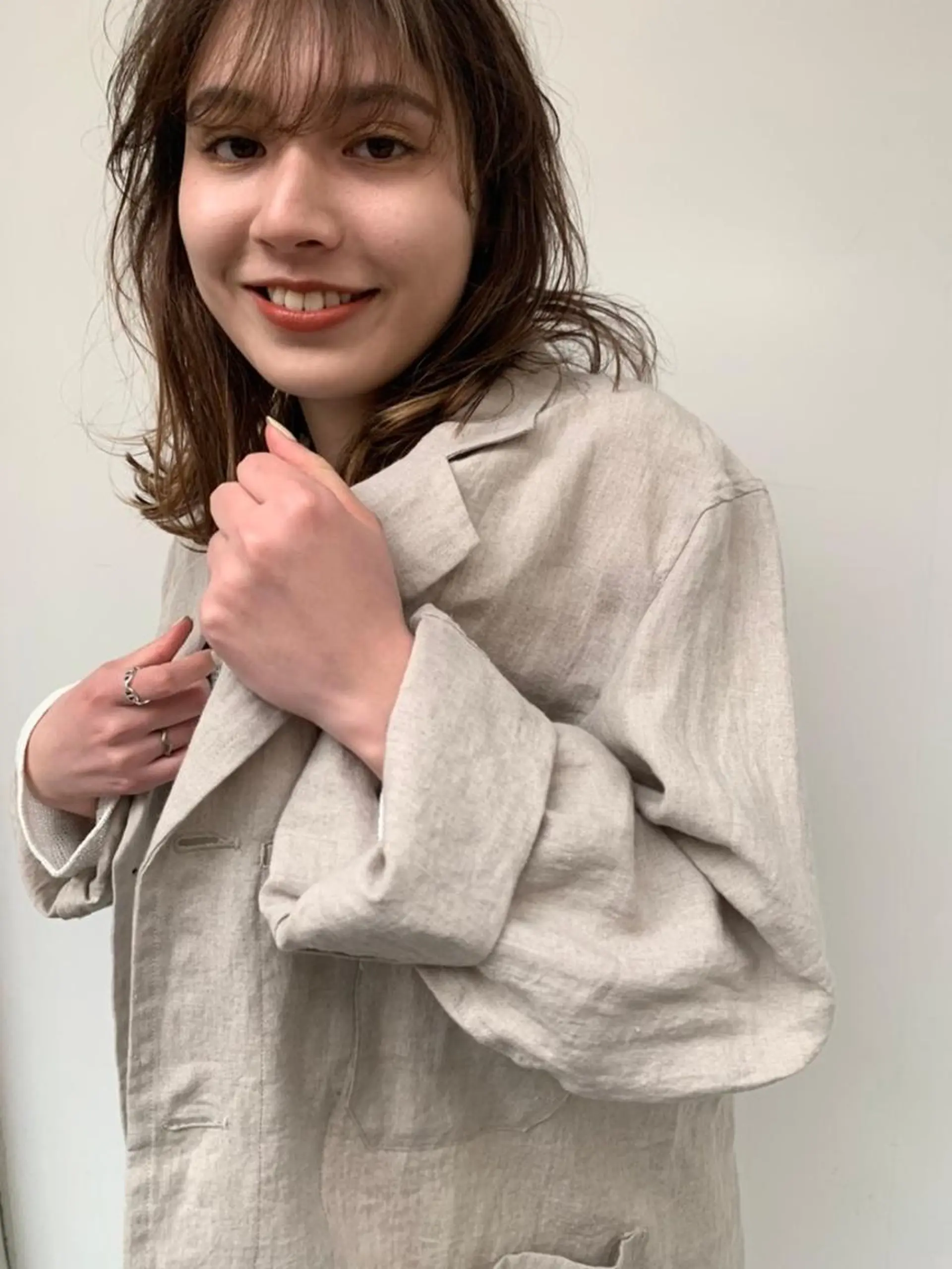 ミディアム パーマ カラー ショートボブ ミディアムパーマ アディクシーカラー ブリーチ ケアブリーチ カット ヘアカラー トリートメント CEINE OURのヘアスタイル