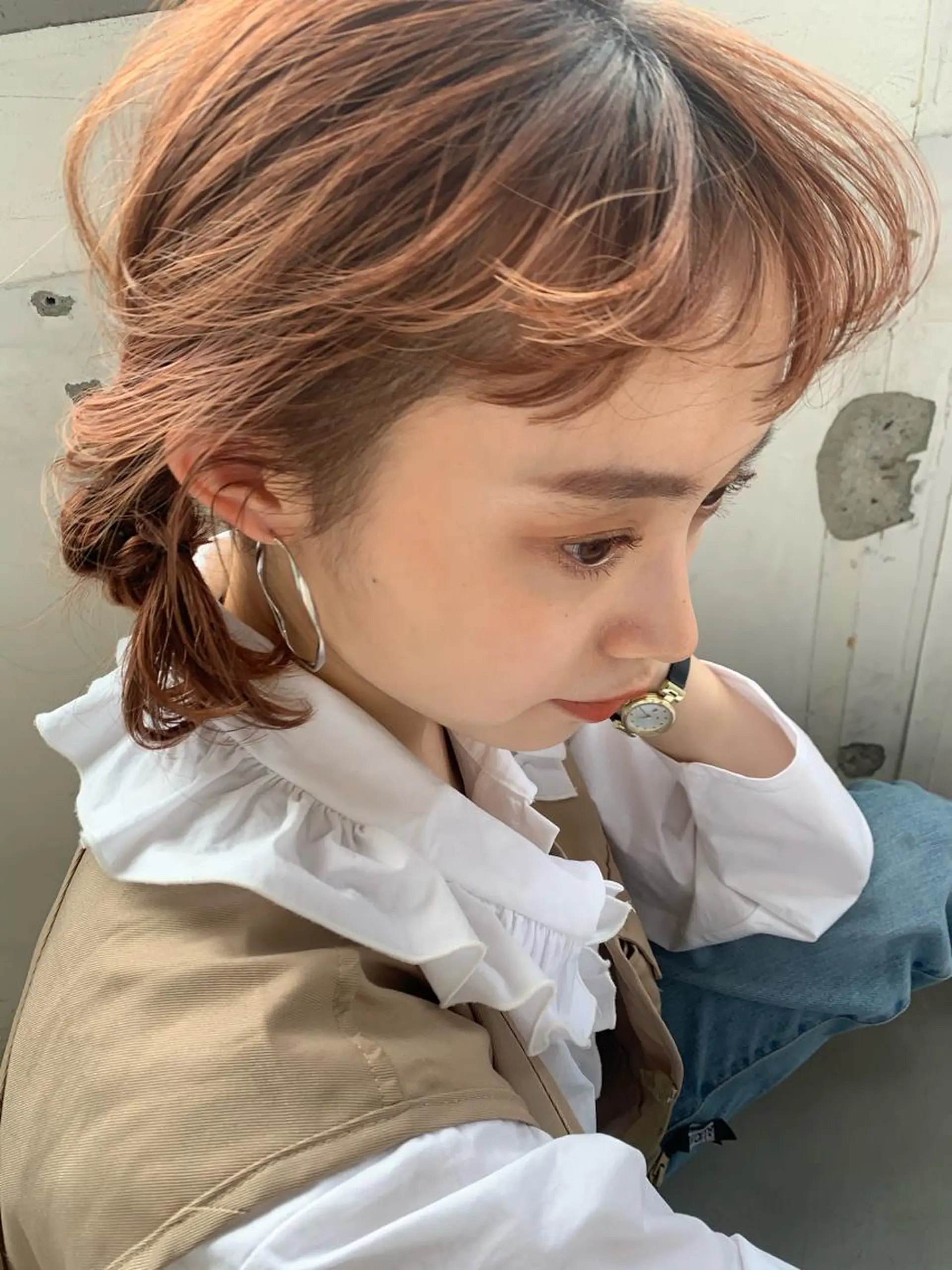 ミディアム カラー パーマ ヘアアレンジ ヘアカラー トリートメント 💓パーマ，💗 レイヤーカットのヘアスタイル