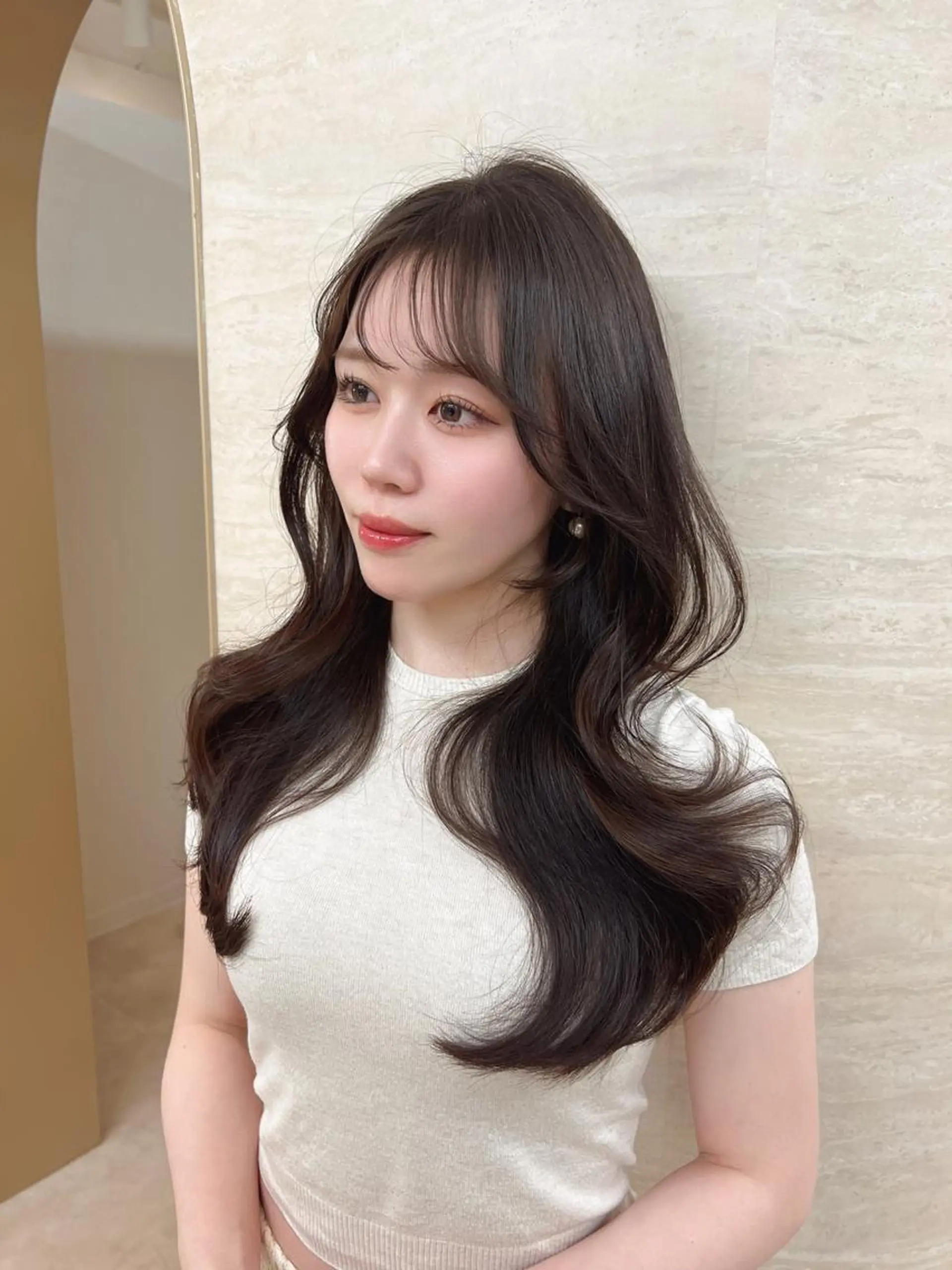 ロング カラー 顔周り似合わせ・巻け るレイヤー水谷航大のヘアスタイル