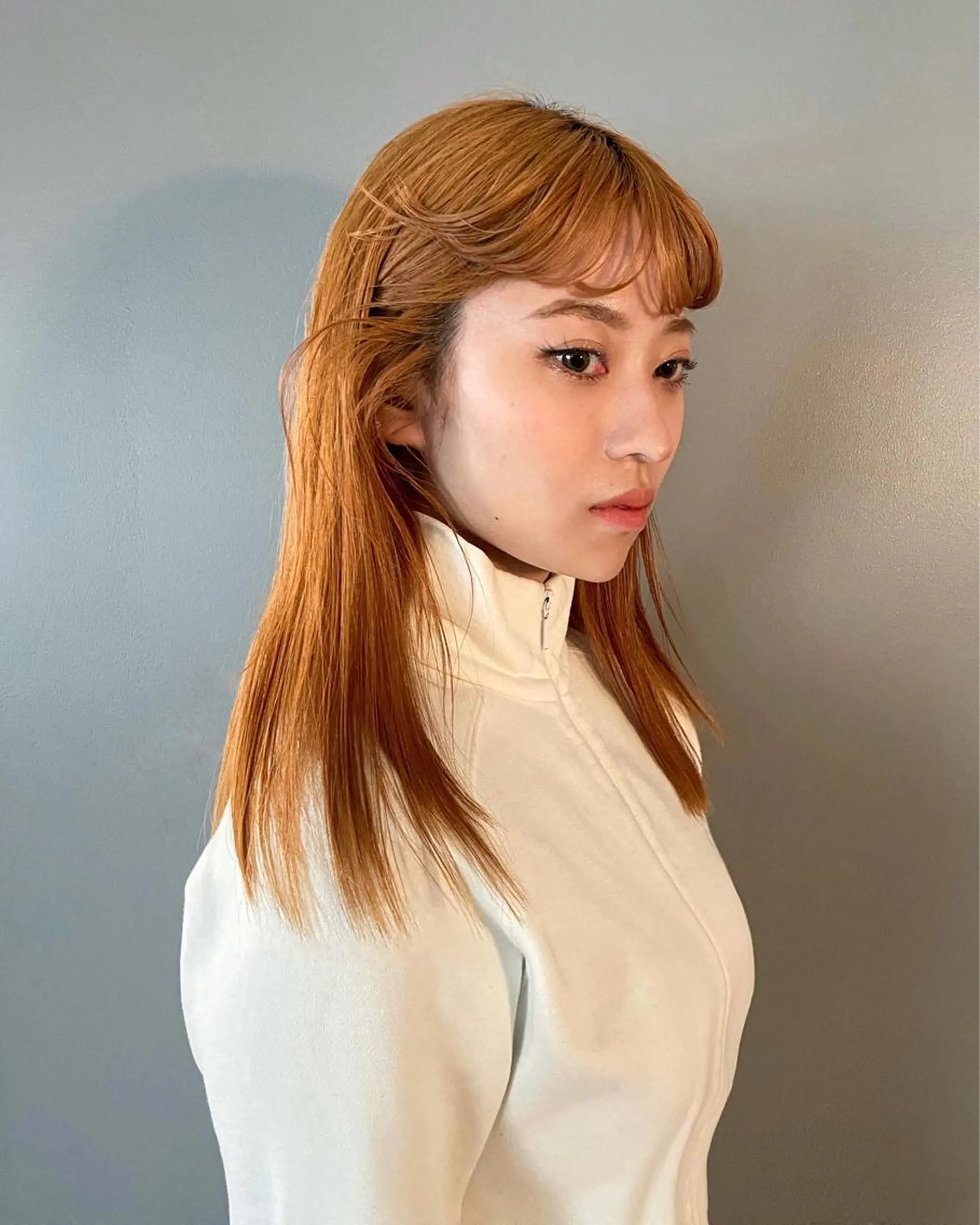 セミロング カラー ヘアアレンジ ヘアカラー ハッシュカット/ 韓国ヘア☽⋰mahoのヘアスタイル
