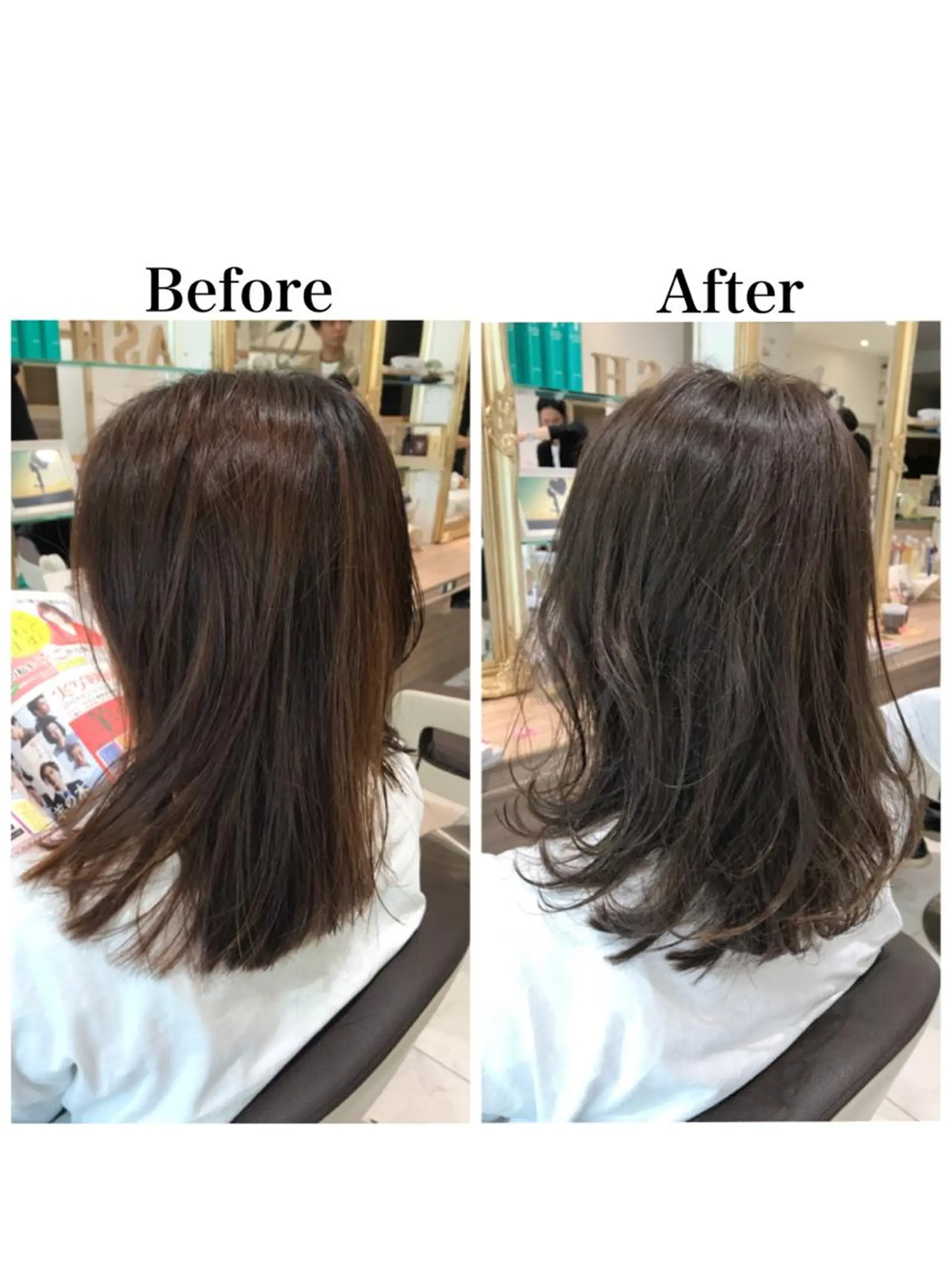 セミロング アッシュ カット ヘアカラー 新宿 木下拓哉のヘアスタイル