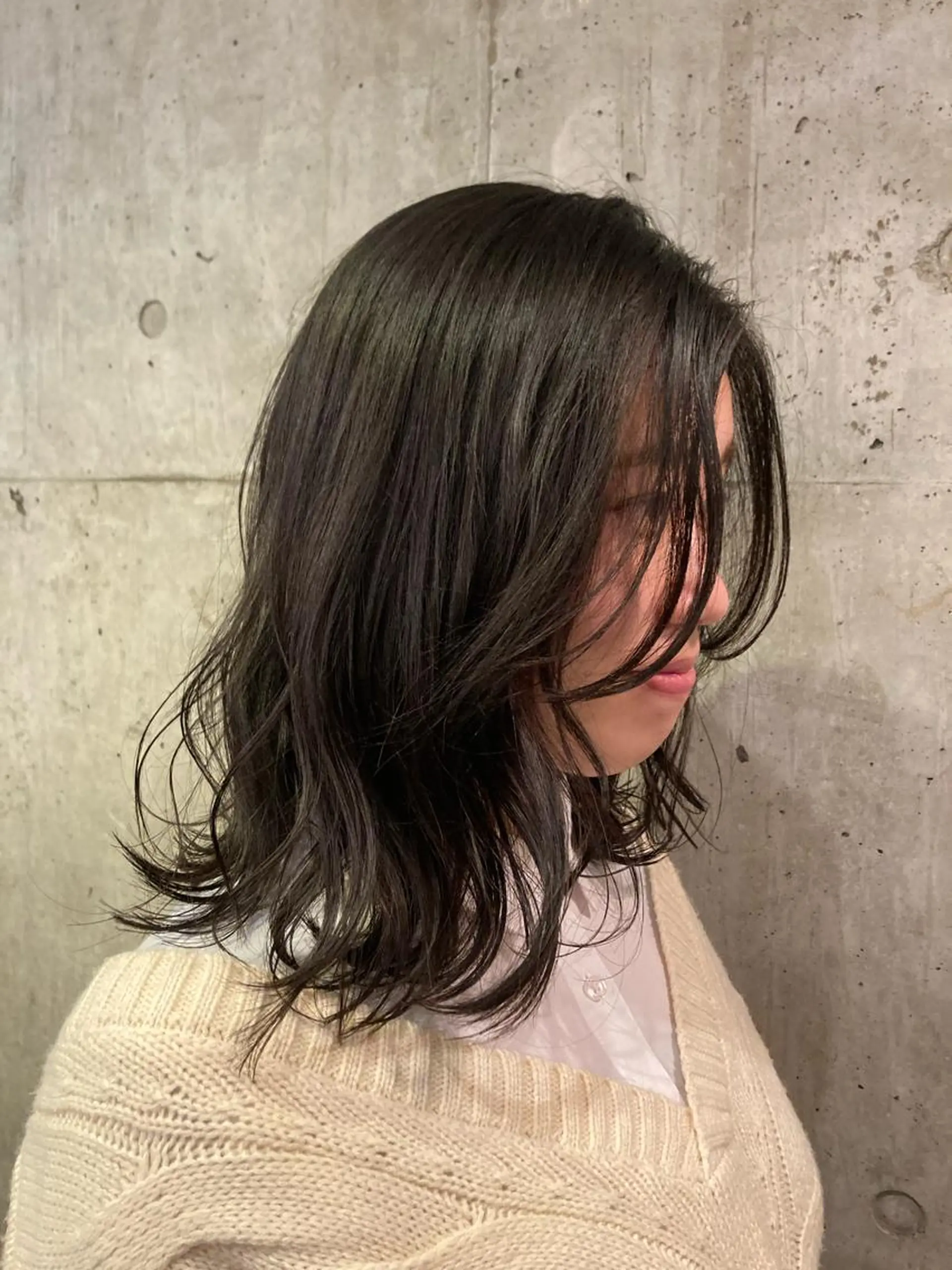ミディアム ミディアムパーマ ボブ ハイライト 姫カット おくれ毛 ✂︎岡根 京花✂︎のヘアスタイル