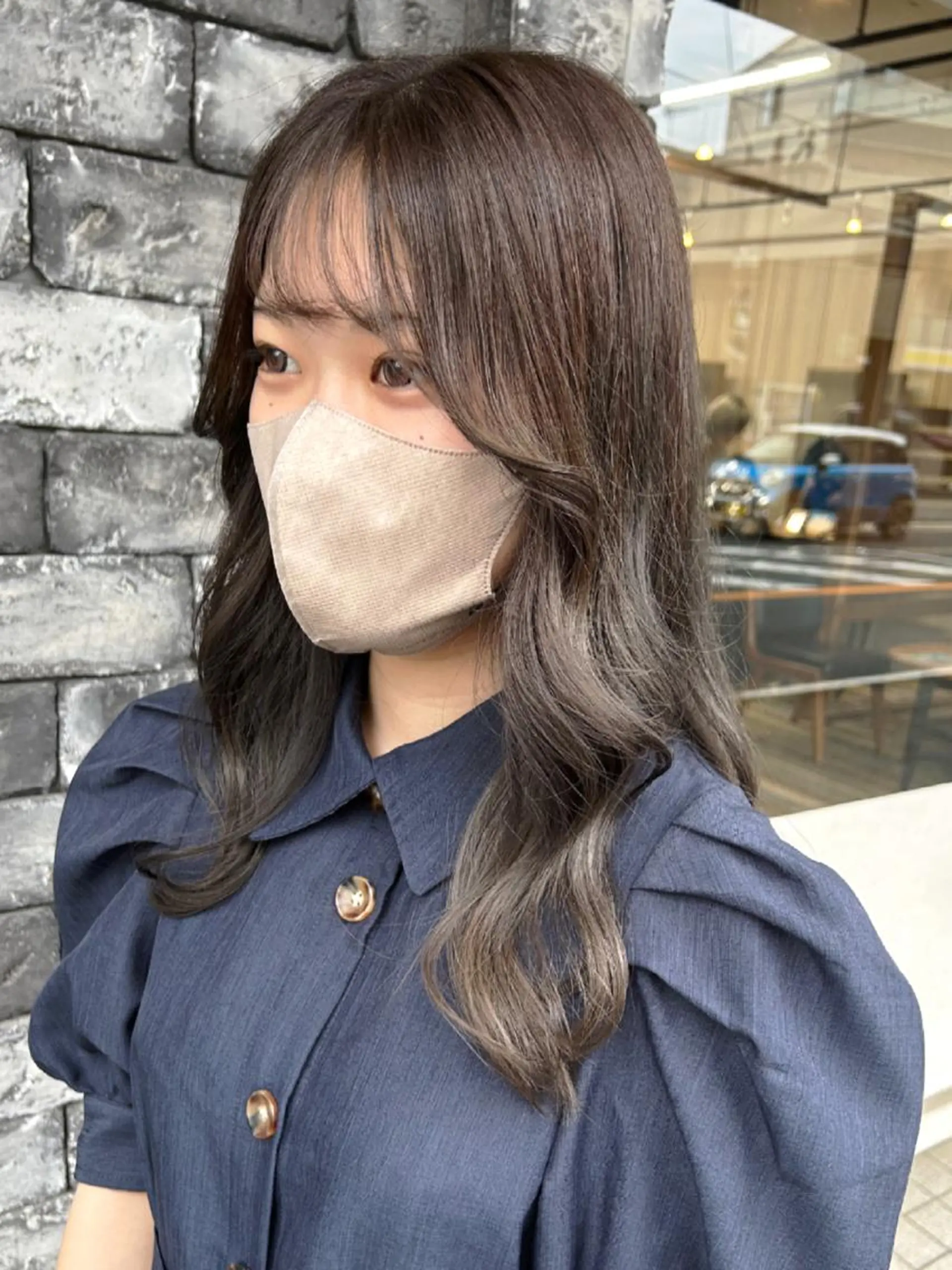 セミロング カラー グレージュ オリーブグレージュ オリーブグレー 斜めバング 顔まわりレイヤー ❤️千葉県代表❤️ 店長❤️柿本翔一朗のヘアスタイル