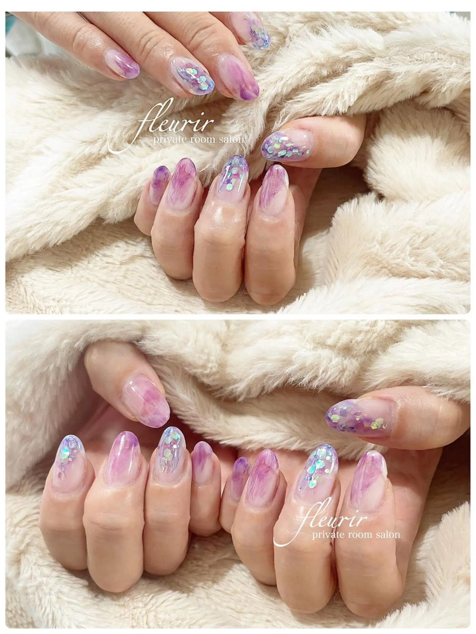 ネイル ホログラムネイル フルリール 【プライベートサロンのネイルデザイン