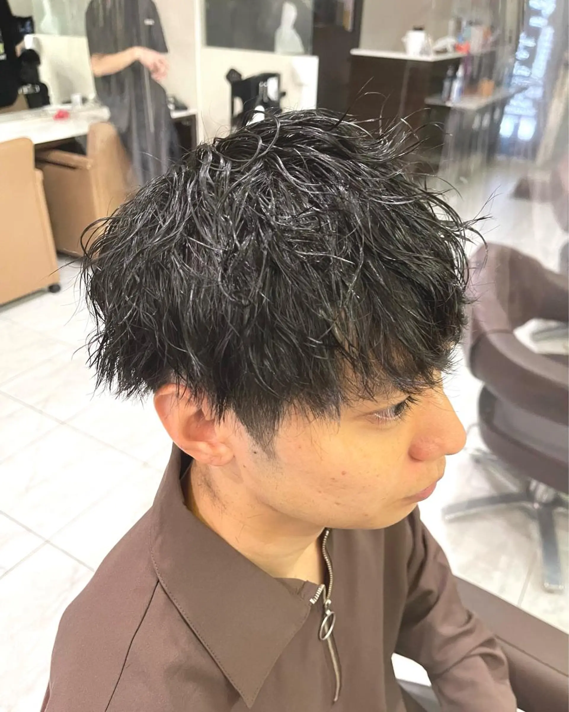 ショート パーマ メンズ メンズパーマ ツイストスパイラルパーマ 顔周りカット スパイラルパーマ カット パーマ トリートメント 🌻メンズカット 落合諒🌻のヘアスタイル