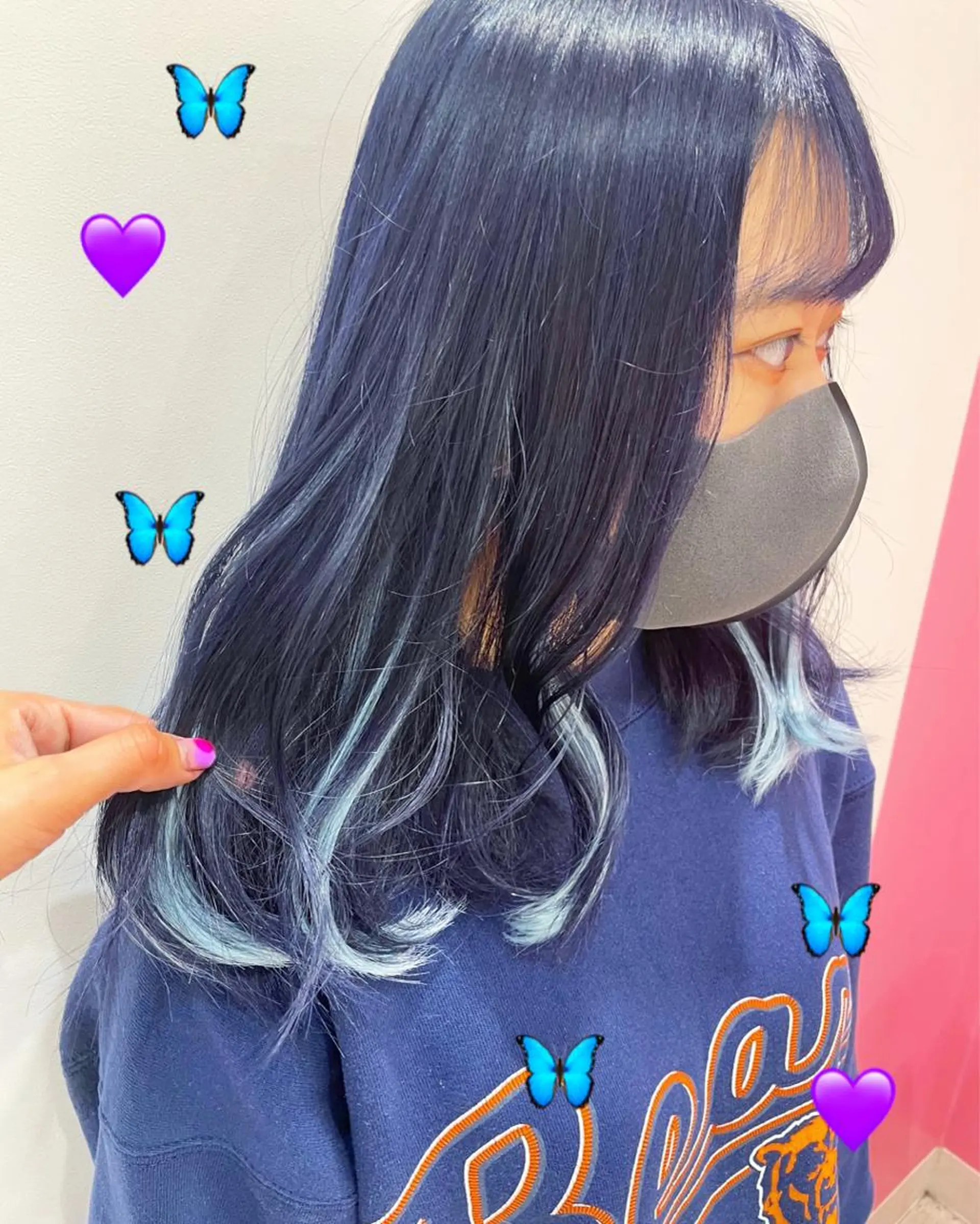 ロング カラー ネイビーカラー 新宿駅近♡個室 ♡関口三都季🌜のヘアスタイル