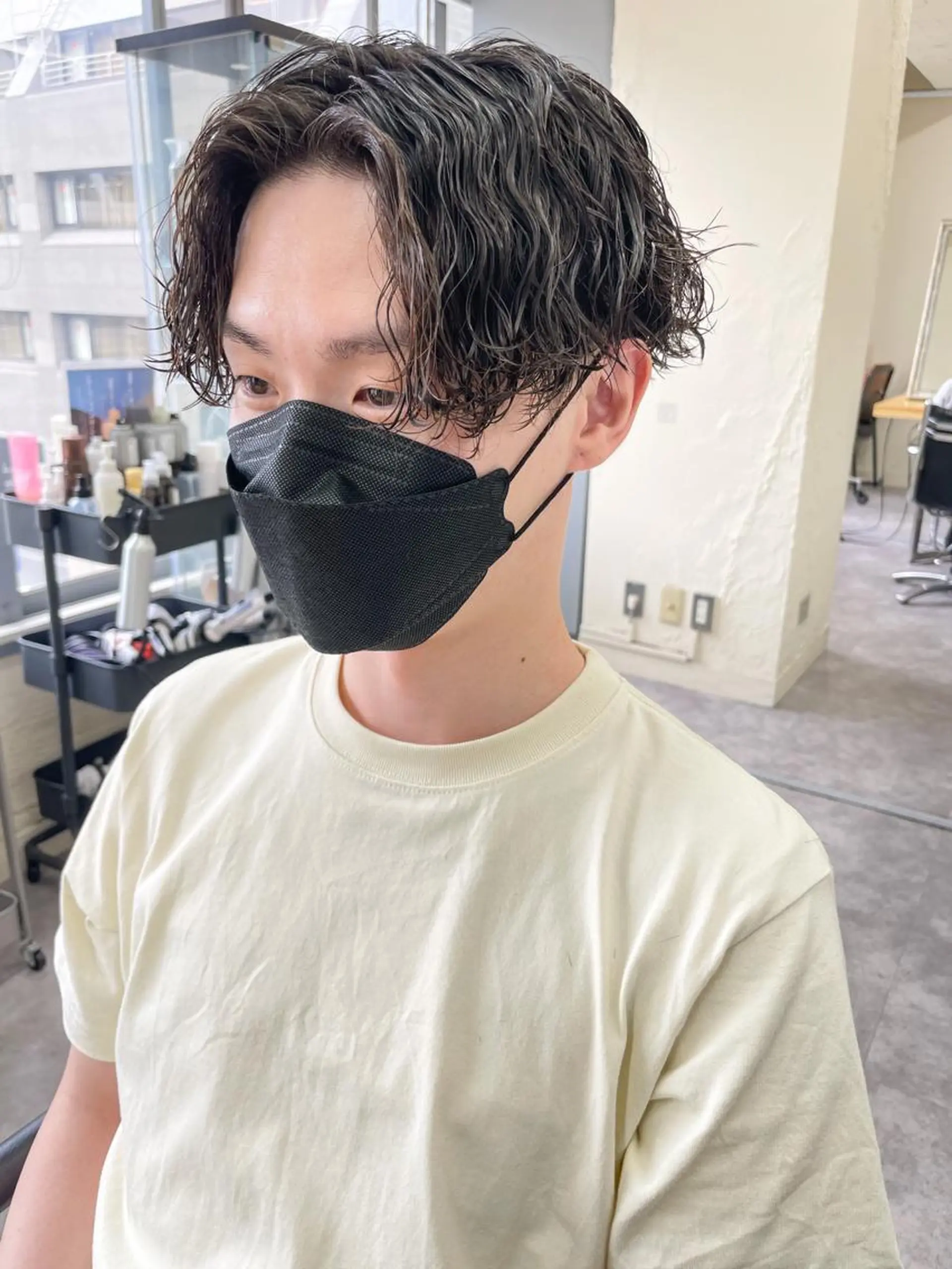 ミディアム パーマ メンズ カット パーマ メンズパーマ メンズ特化ryoのヘアスタイル
