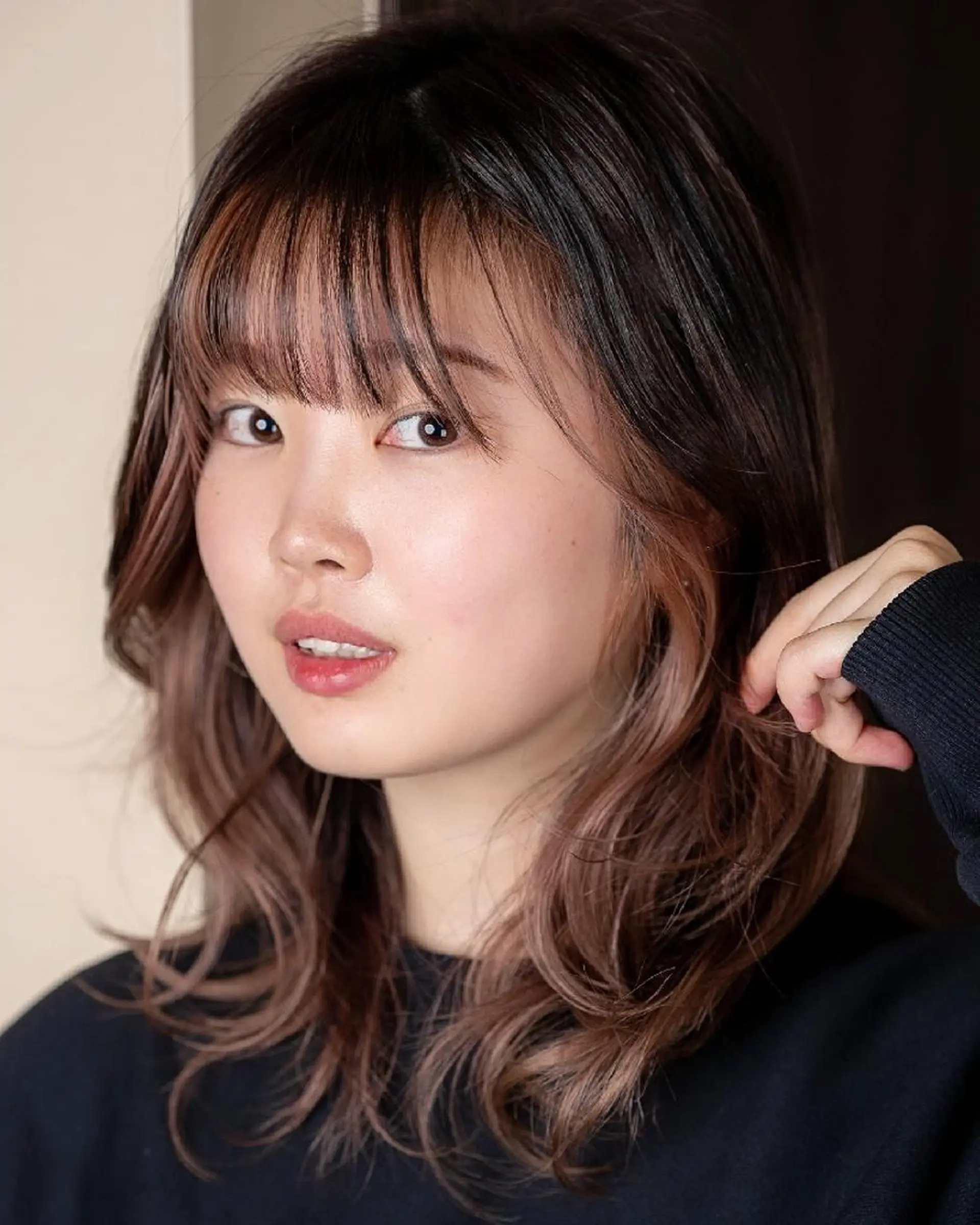 セミロング カラー パーマ ミストバング  フェイスフレーミング Loop for hair所属・松尾 泰伸のヘアスタイル