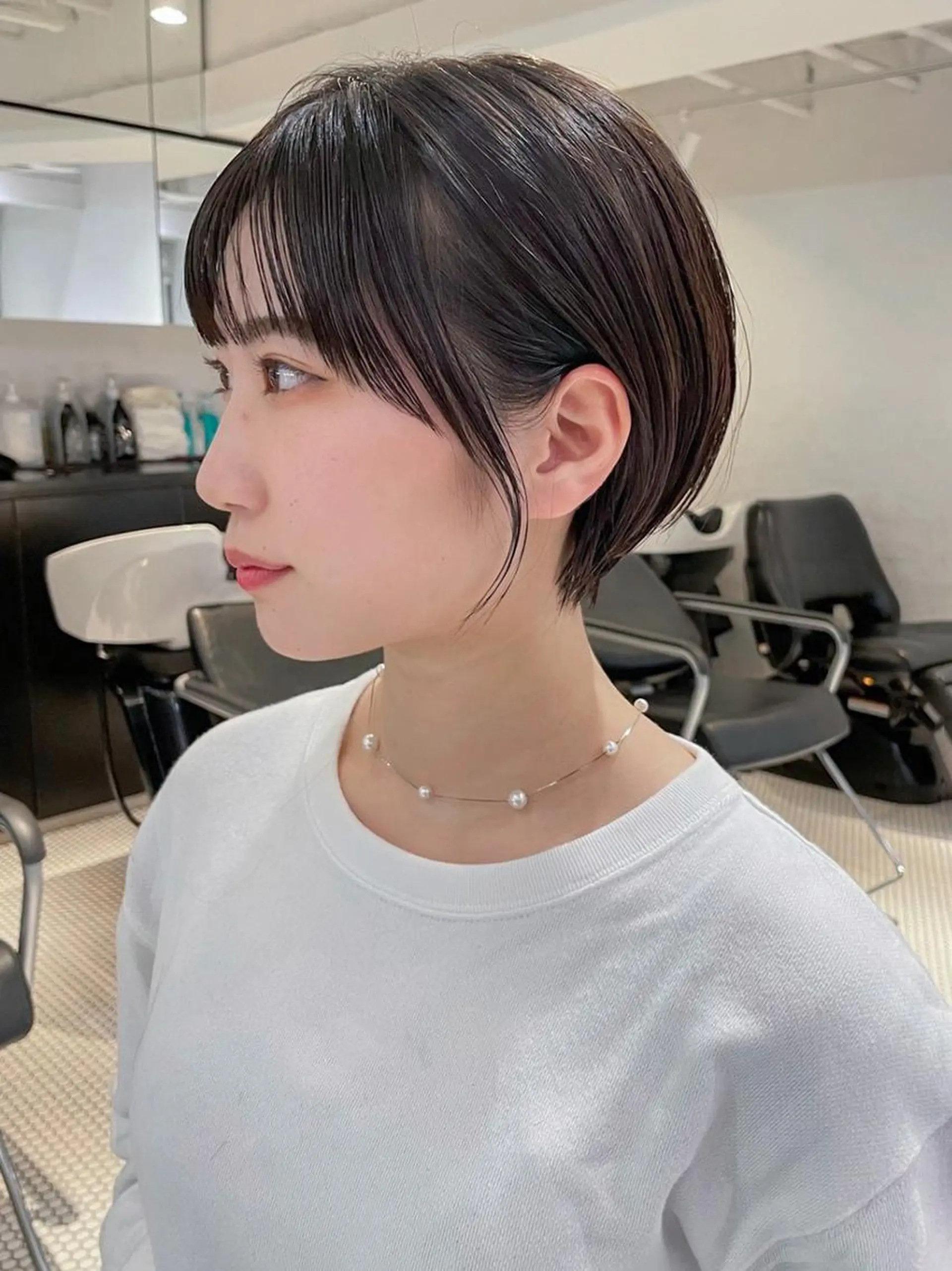 ショート カラー パーマ ヘアアレンジ ブラウンカラー ダークブラウン ショートヘア ITbyALBUM 中野店のヘアスタイル