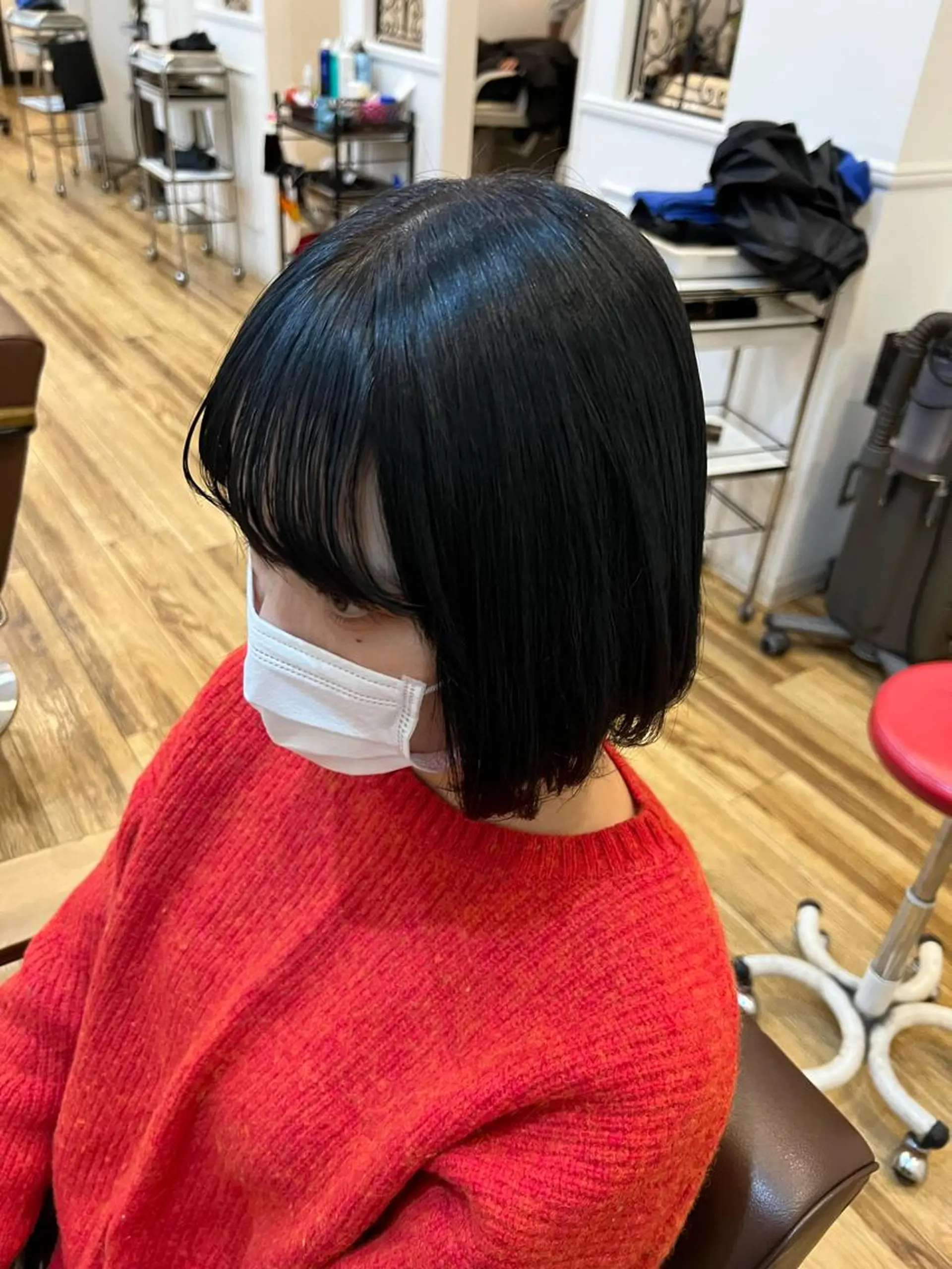 ショート カラー 黒髪 ブルーカラー ブルーブラック 🐰ハイトーンカラー 畠山　渡🐰のヘアスタイル