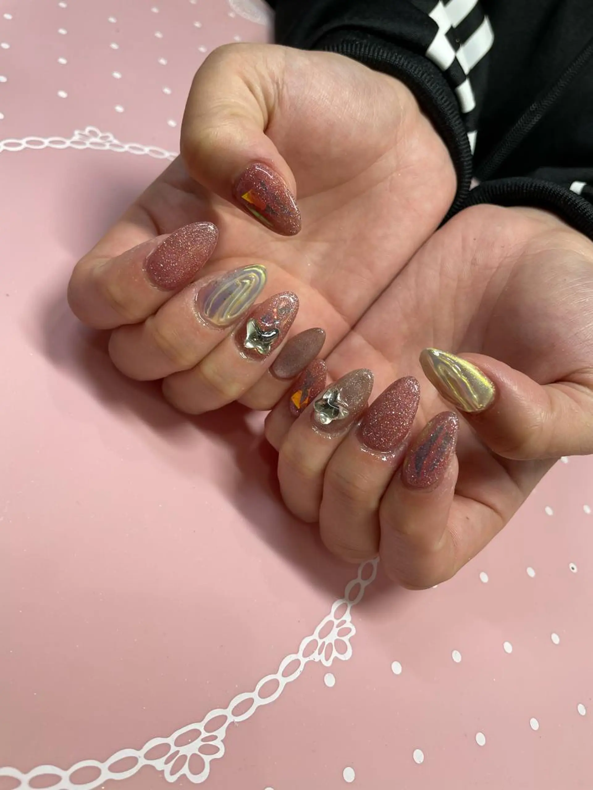 ショート ネイル アートネイル フラッシュネイル マグネットネイル ハンドネイル 《LB》ラブリエ Nail&eyeのマツエク・マツパデザイン
