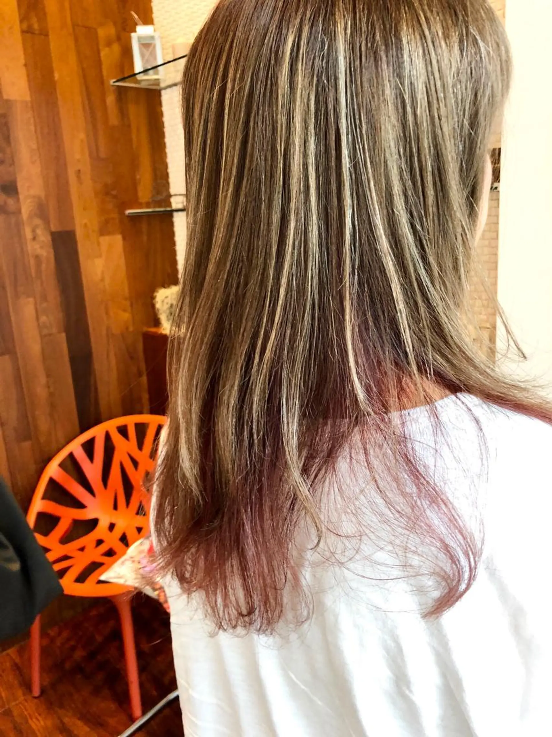 ロング カラー ハイライトカラー ピンクカラー ハイライト CoCooN 店長 さのえみのヘアスタイル