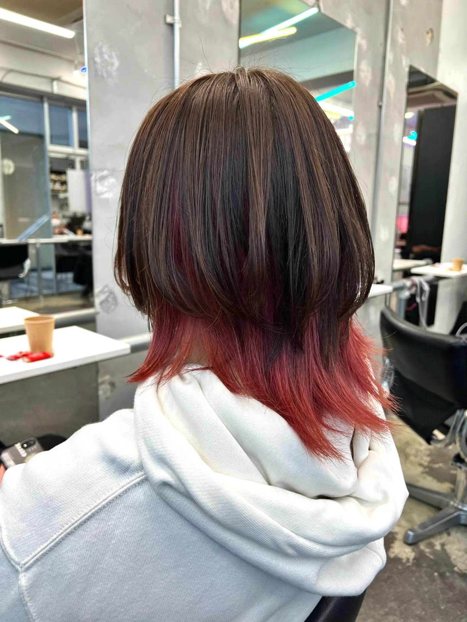 ミディアム カラー ヘアアレンジ カット ヘアカラー トリートメント ヘアセット 🐺ウルフの神🐺 /カラー/けいすけのヘアスタイル