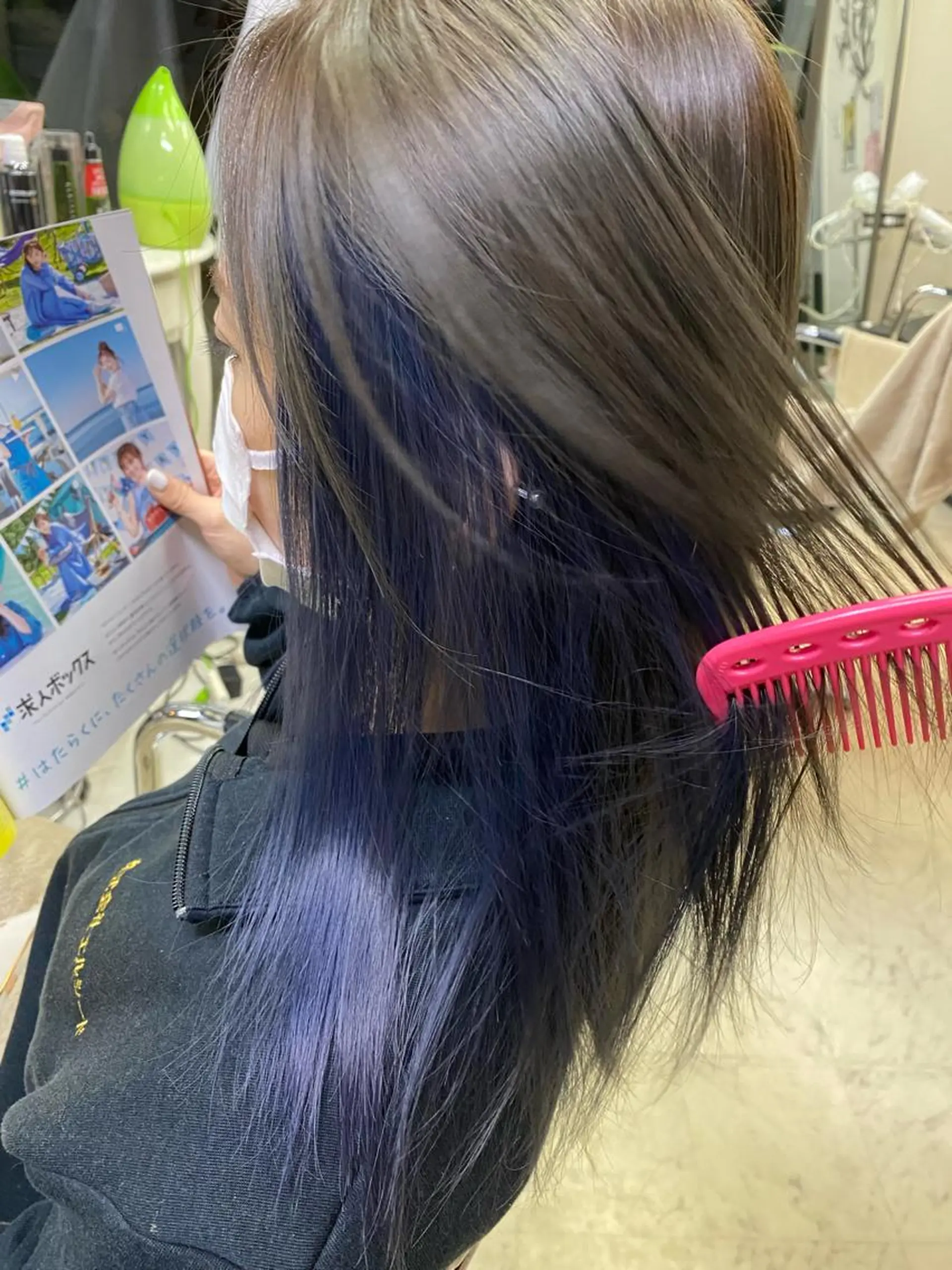 ロング カラー ブリーチ ネイビーカラー imaizumi takuyaのヘアスタイル