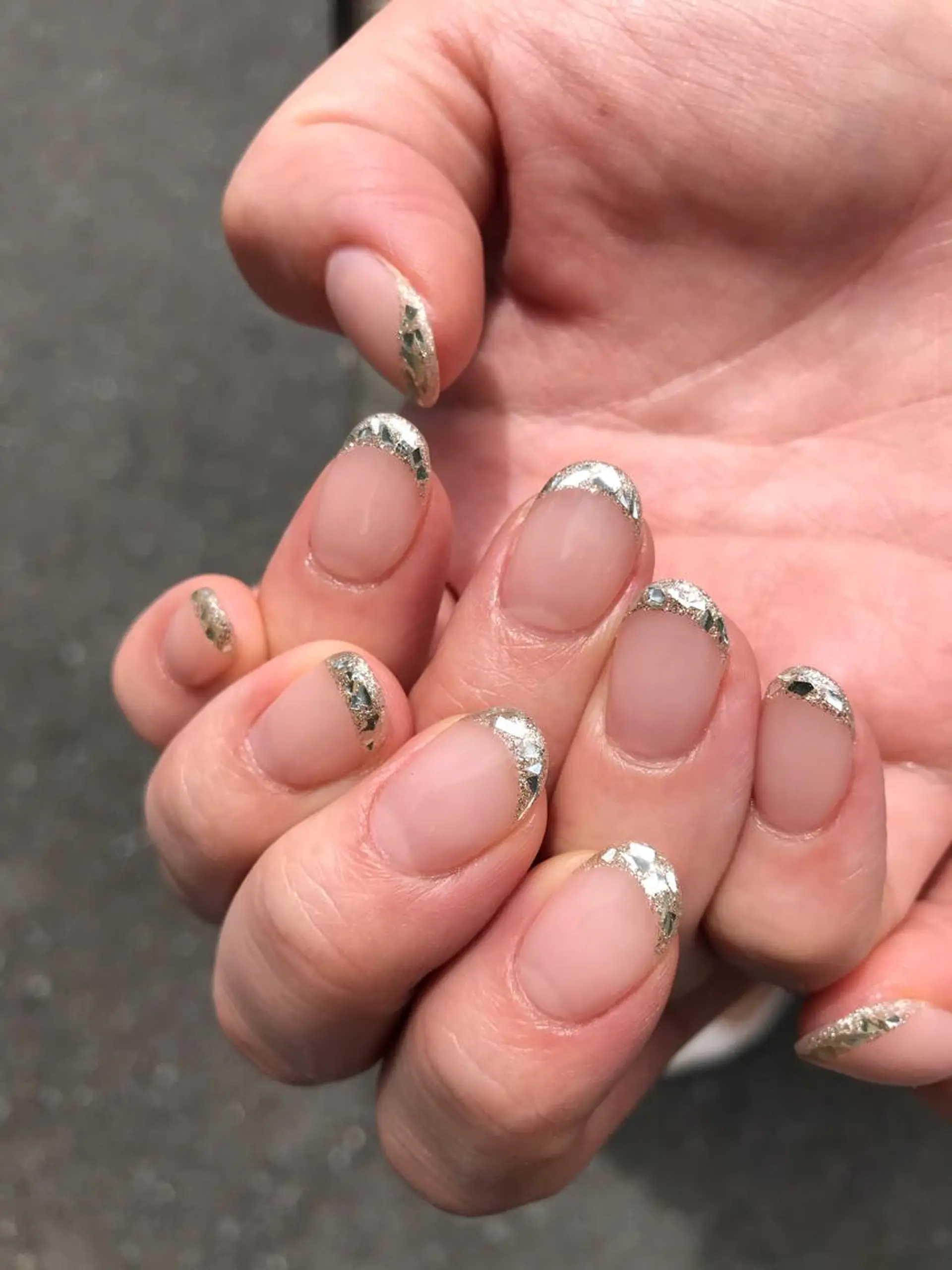 ネイル フレンチネイル ガラスフレンチ ハンドネイル Mani cafe nailのネイルデザイン