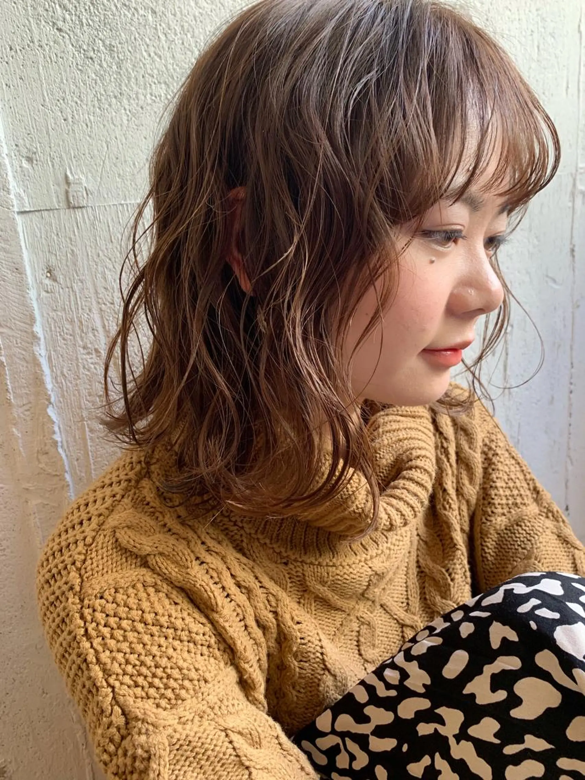 ミディアム カラー カット ヘアカラー トリートメント 🎈馬場佑馬/ スパイラルパーマ🎈のヘアスタイル